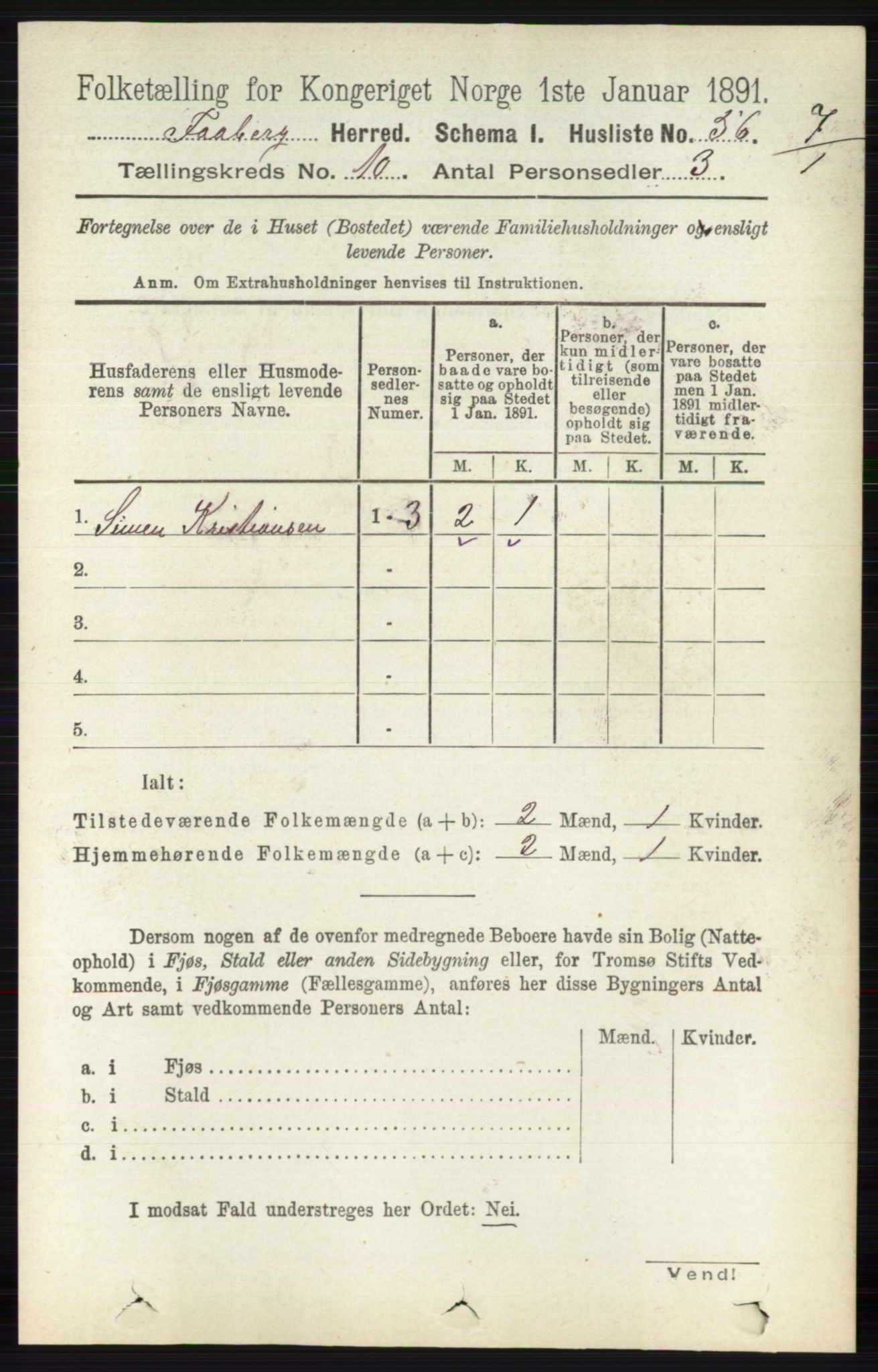 RA, 1891 census for 0524 Fåberg, 1891, p. 4094