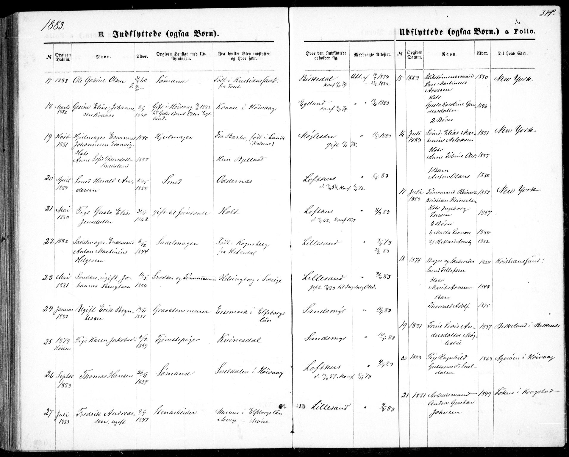 Vestre Moland sokneprestkontor, AV/SAK-1111-0046/F/Fb/Fbb/L0005: Parish register (copy) no. B 5, 1872-1883, p. 317