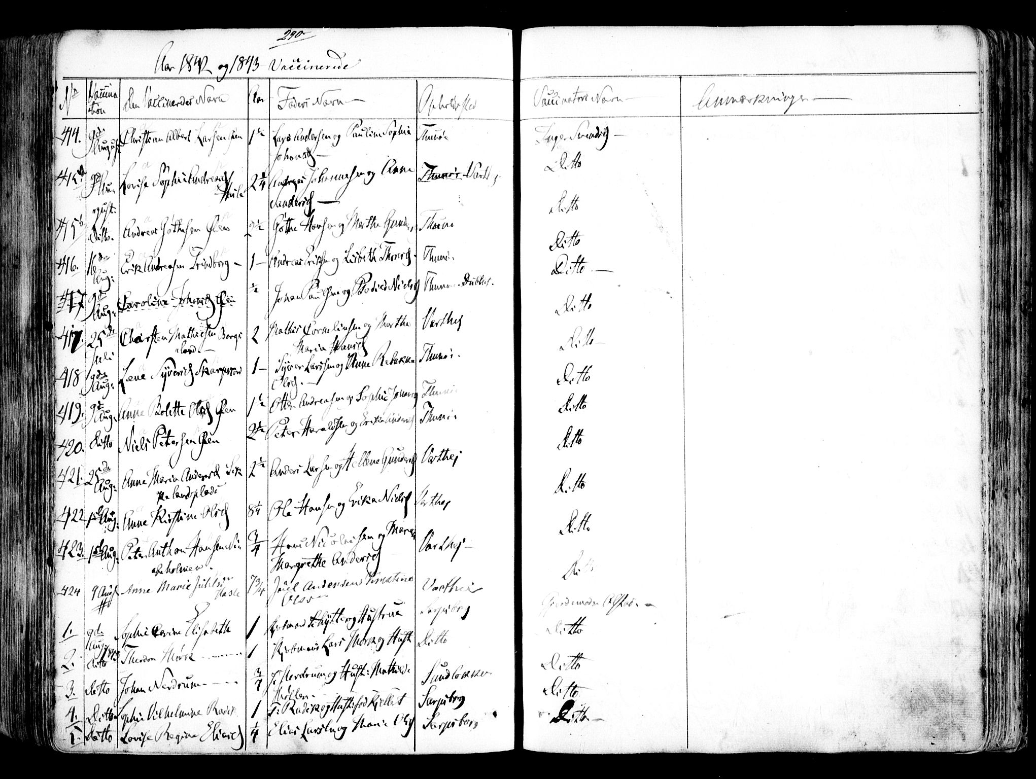 Tune prestekontor Kirkebøker, SAO/A-2007/F/Fa/L0009: Parish register (official) no. 9, 1842-1846, p. 290