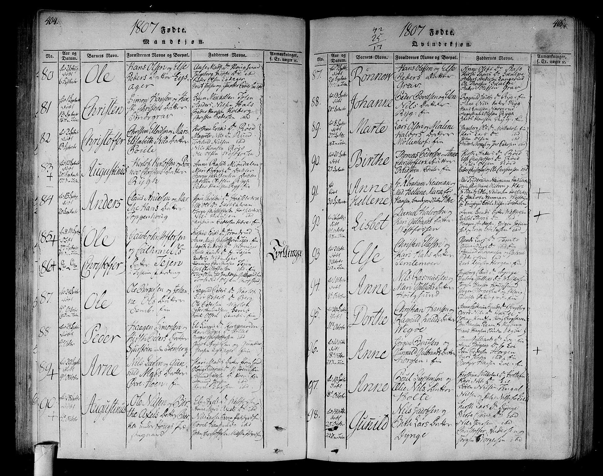 Eiker kirkebøker, AV/SAKO-A-4/F/Fa/L0010: Parish register (official) no. I 10, 1806-1815, p. 404-405