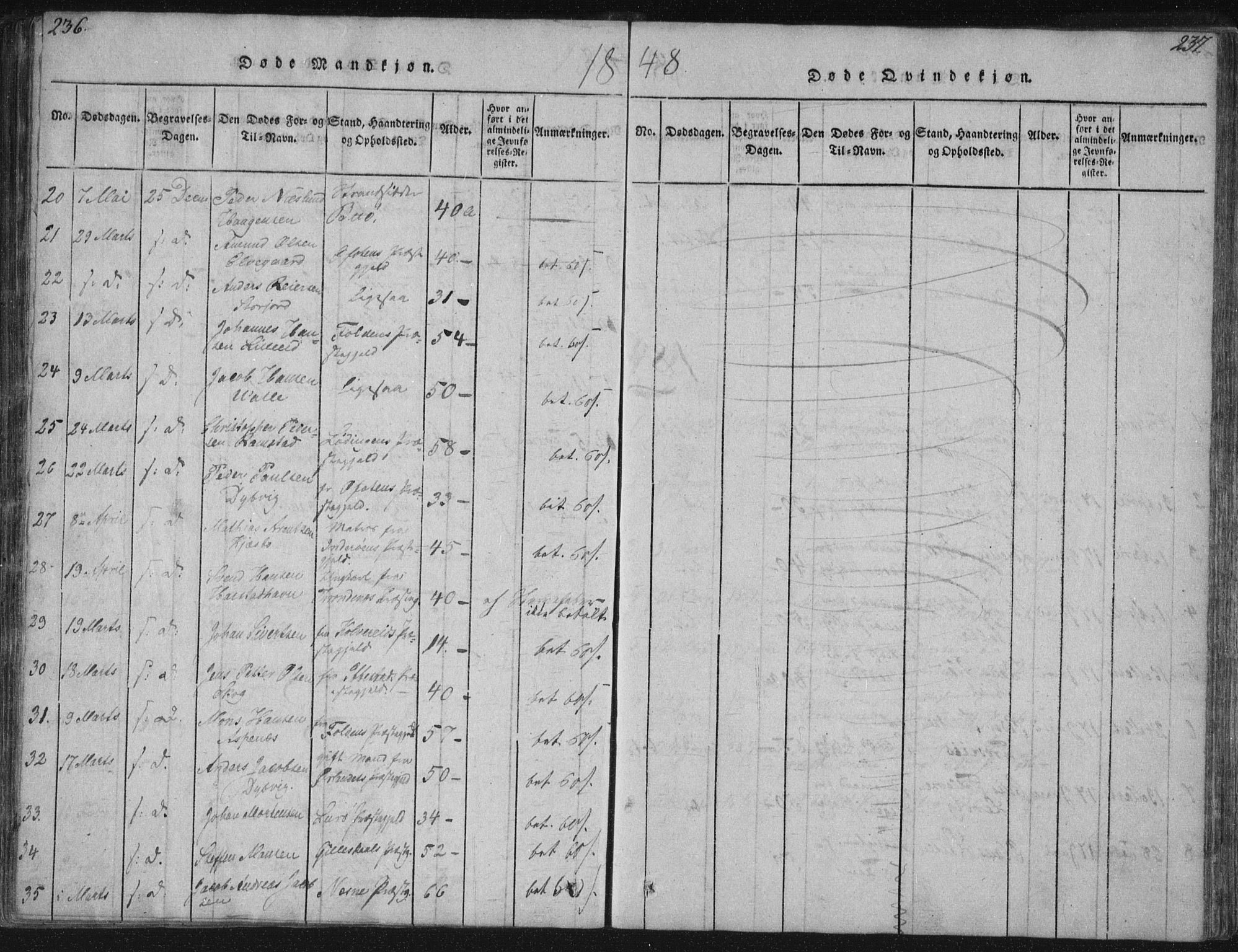 Ministerialprotokoller, klokkerbøker og fødselsregistre - Nordland, AV/SAT-A-1459/881/L1164: Parish register (copy) no. 881C01, 1818-1853, p. 236-237