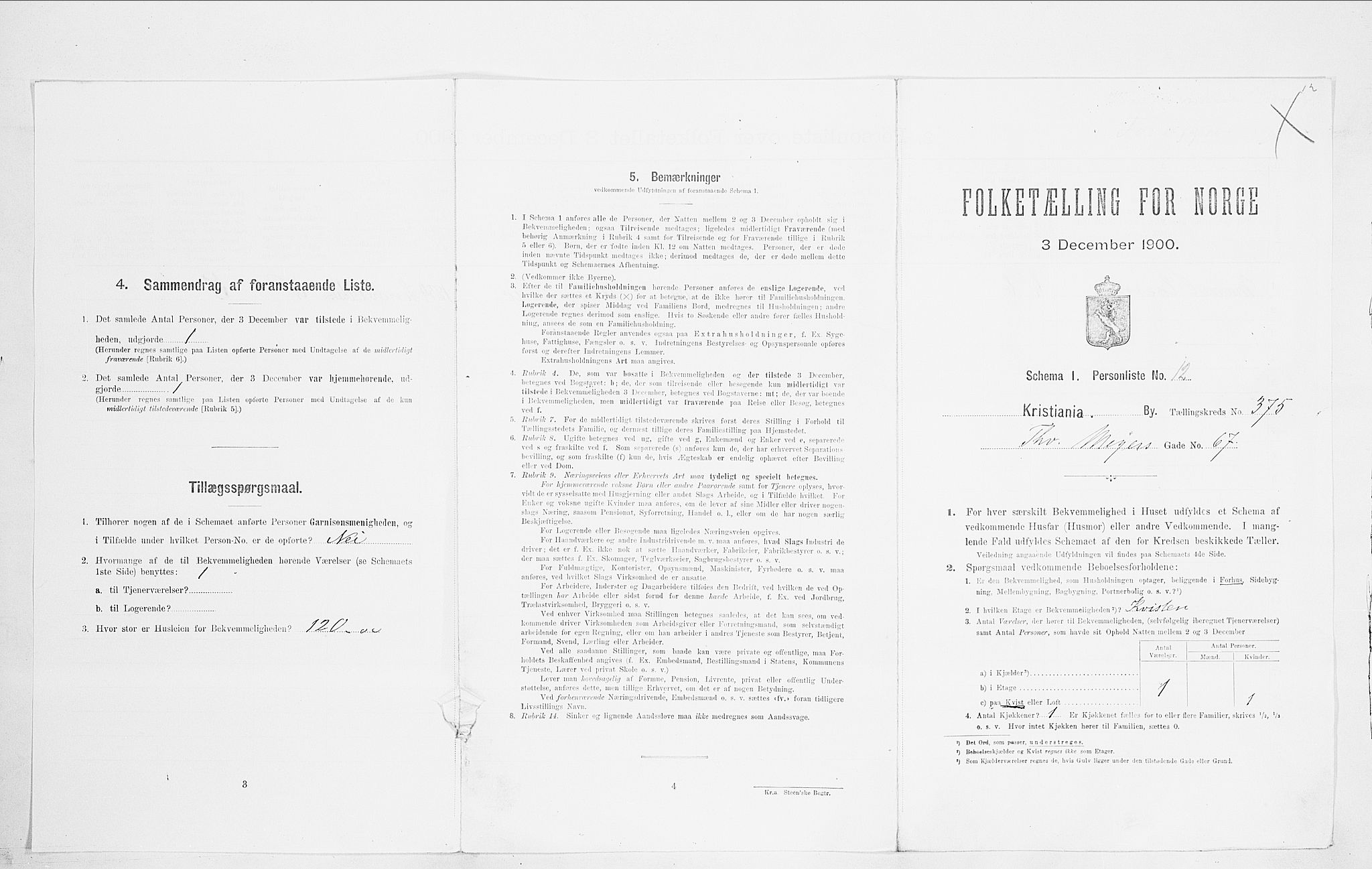 SAO, 1900 census for Kristiania, 1900, p. 99604