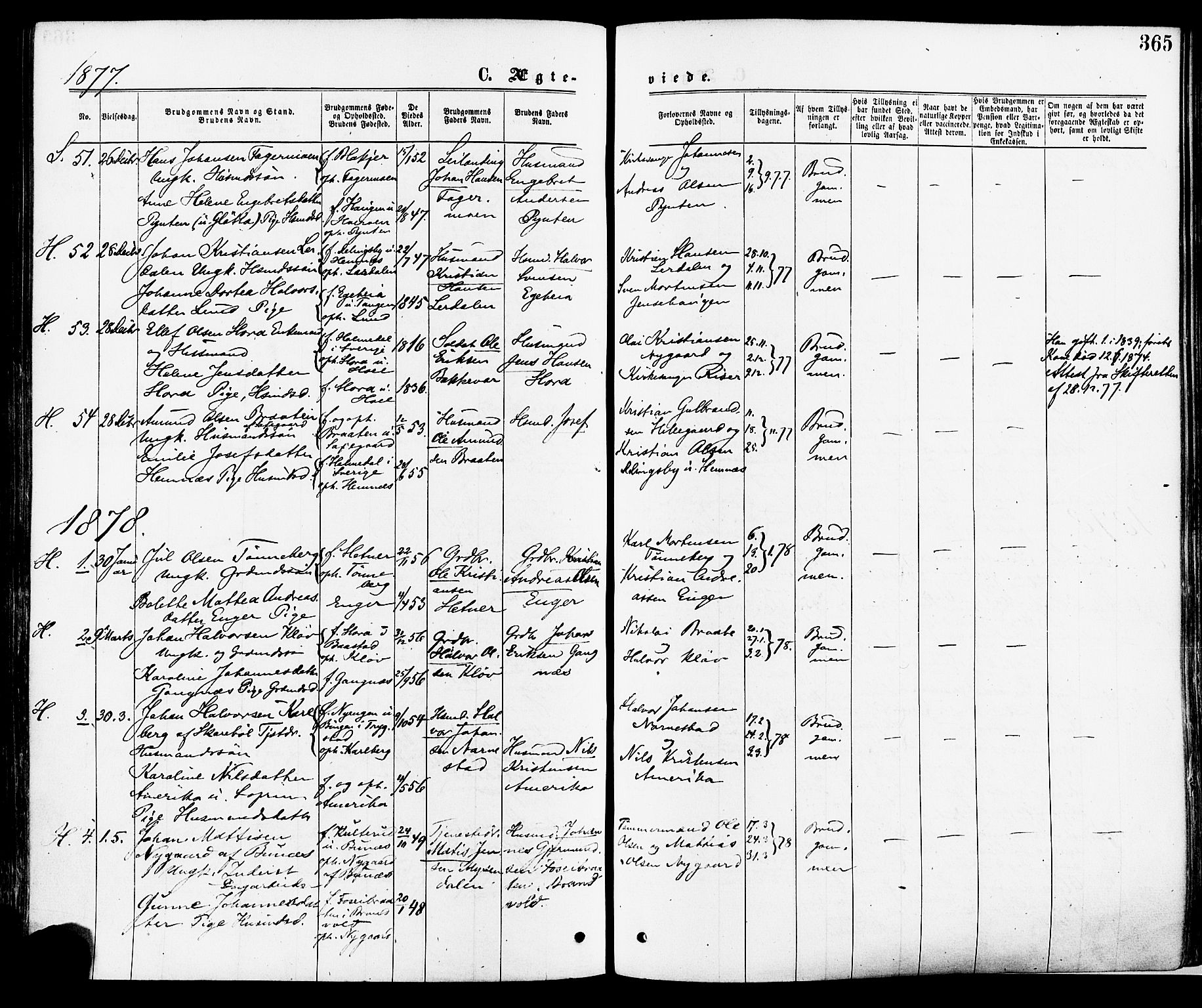 Høland prestekontor Kirkebøker, SAO/A-10346a/F/Fa/L0012.a: Parish register (official) no. I 12A, 1869-1879, p. 365