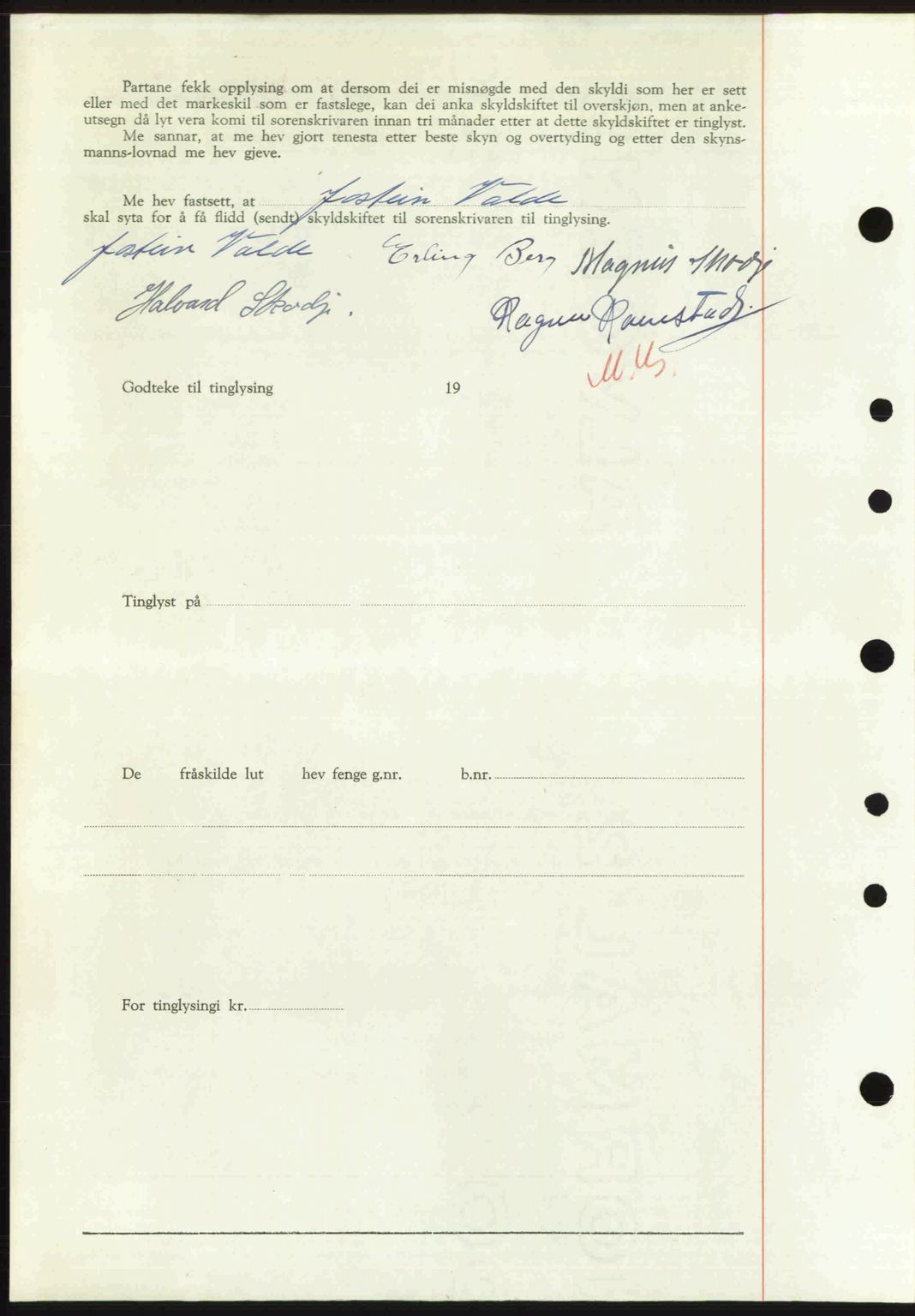 Nordre Sunnmøre sorenskriveri, AV/SAT-A-0006/1/2/2C/2Ca: Mortgage book no. A33, 1949-1950, Diary no: : 2938/1949