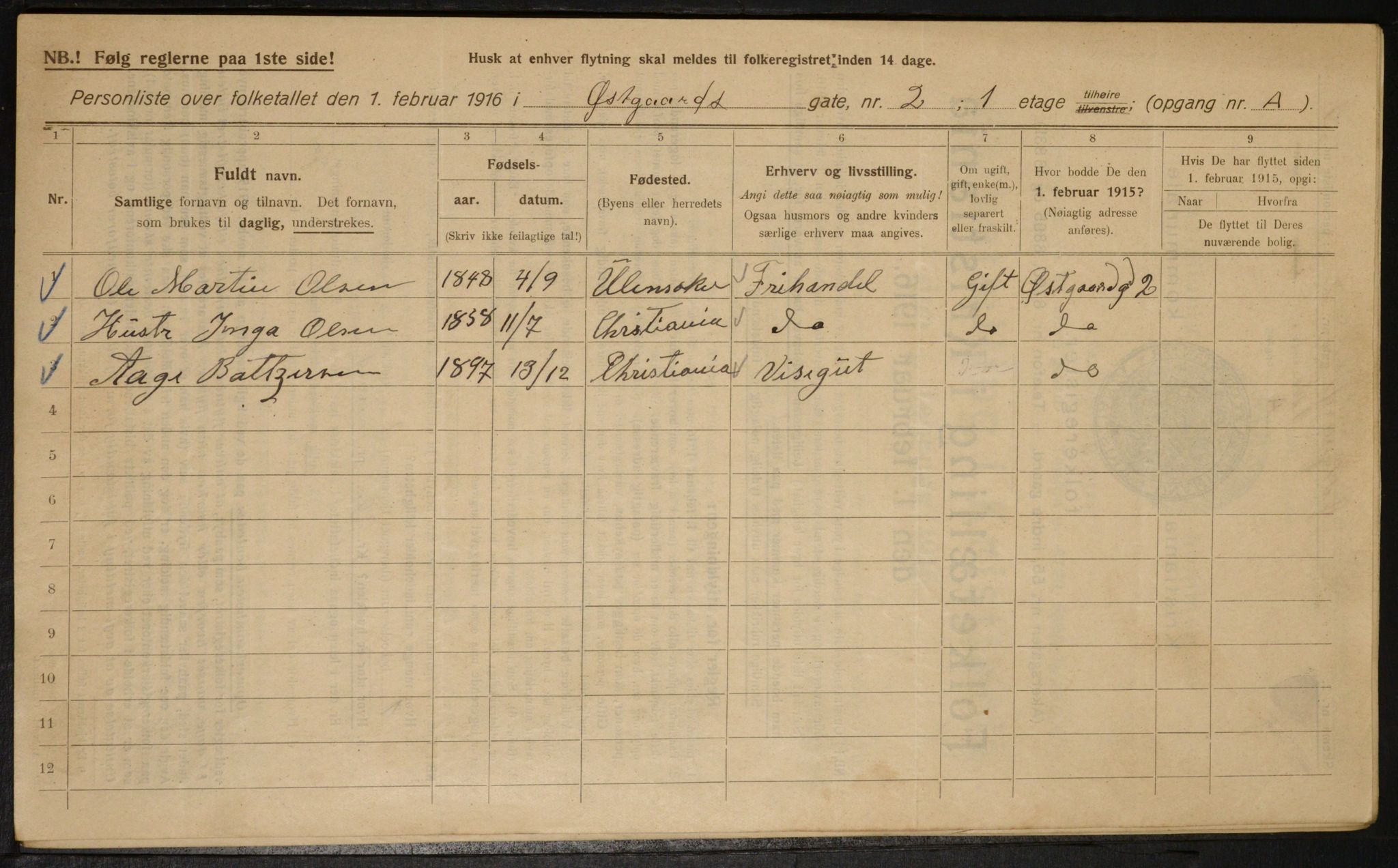 OBA, Municipal Census 1916 for Kristiania, 1916, p. 132776