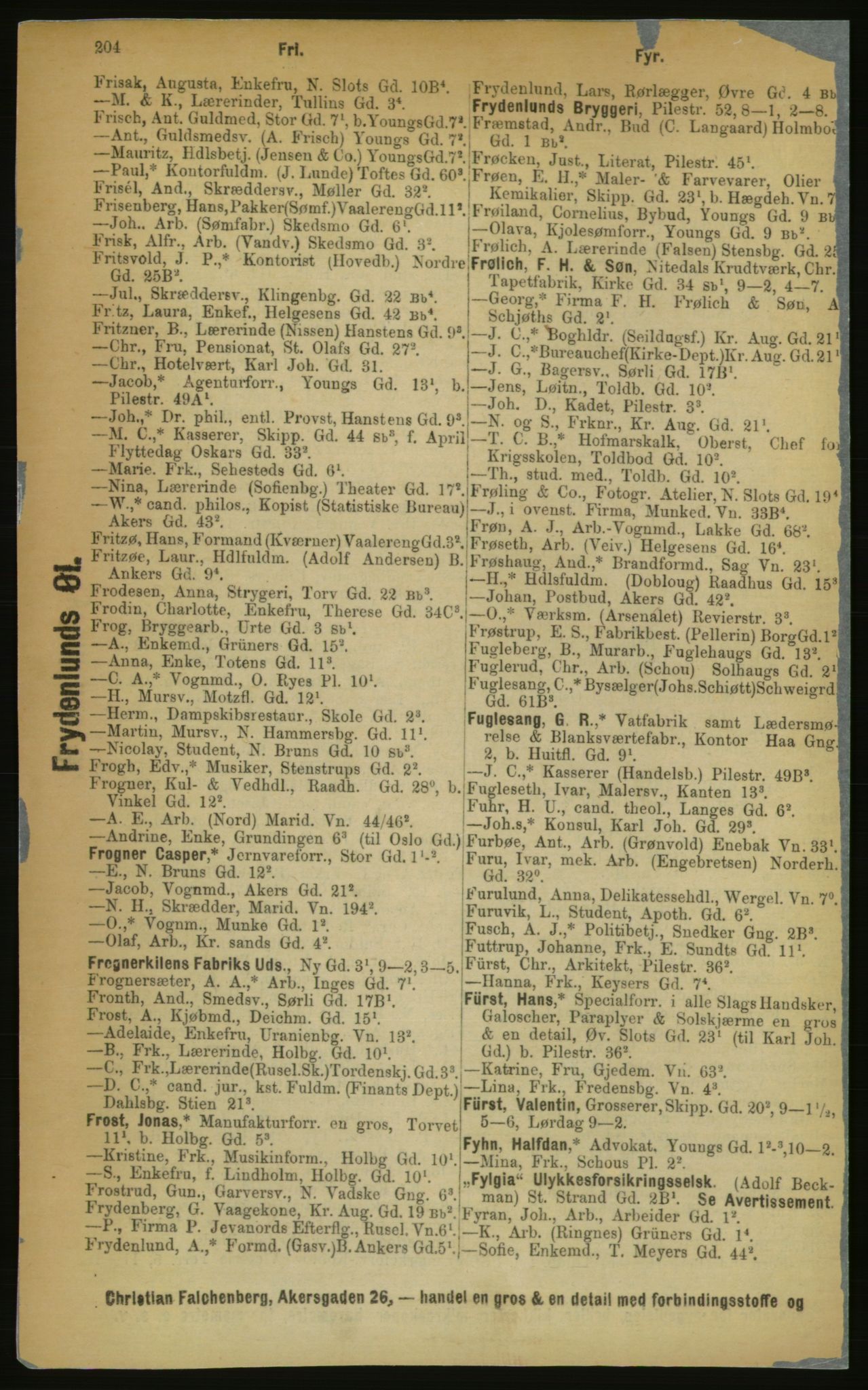 Kristiania/Oslo adressebok, PUBL/-, 1889, p. 204