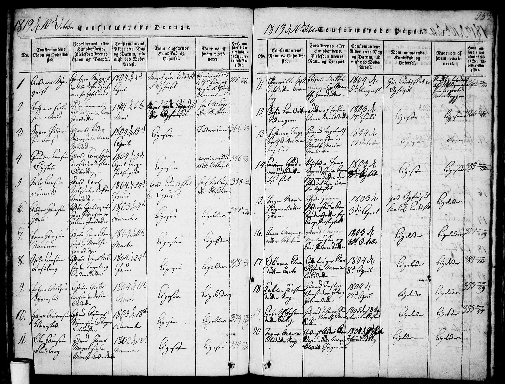 Skjeberg prestekontor Kirkebøker, AV/SAO-A-10923/F/Fa/L0004: Parish register (official) no. I 4, 1815-1830, p. 253