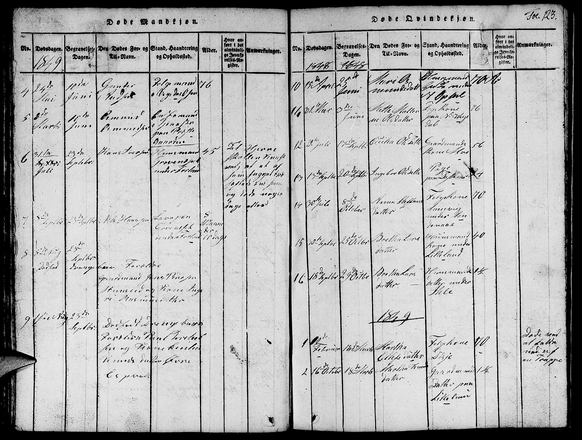 Vikedal sokneprestkontor, AV/SAST-A-101840/01/V: Parish register (copy) no. B 1, 1816-1853, p. 123