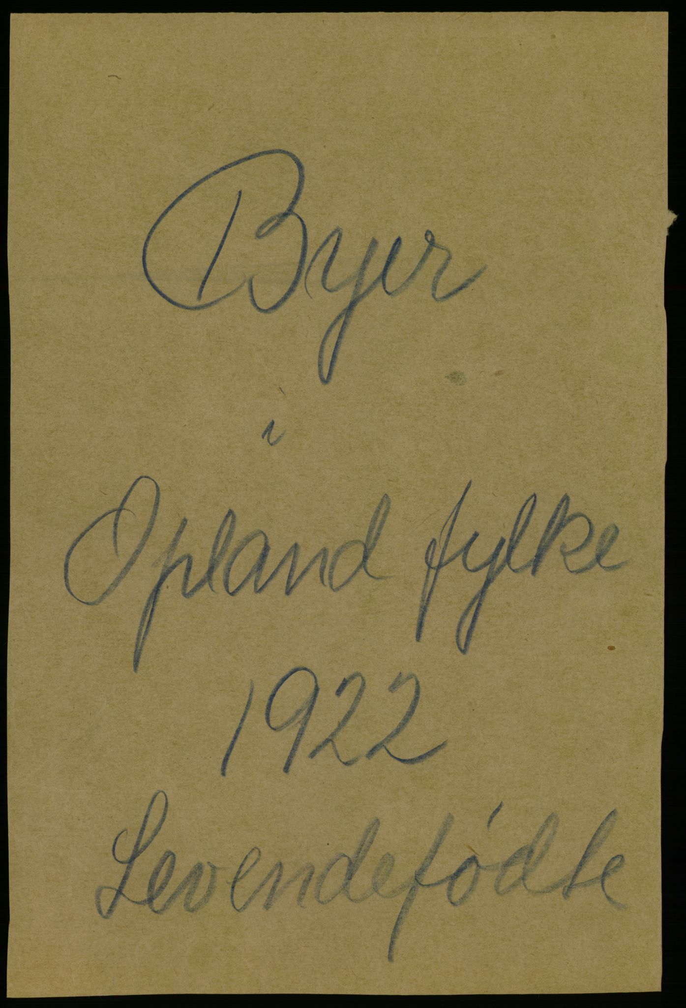 Statistisk sentralbyrå, Sosiodemografiske emner, Befolkning, AV/RA-S-2228/D/Df/Dfc/Dfcb/L0013: Oppland fylke: Levendefødte menn og kvinner. Bygder og byer., 1922, p. 1