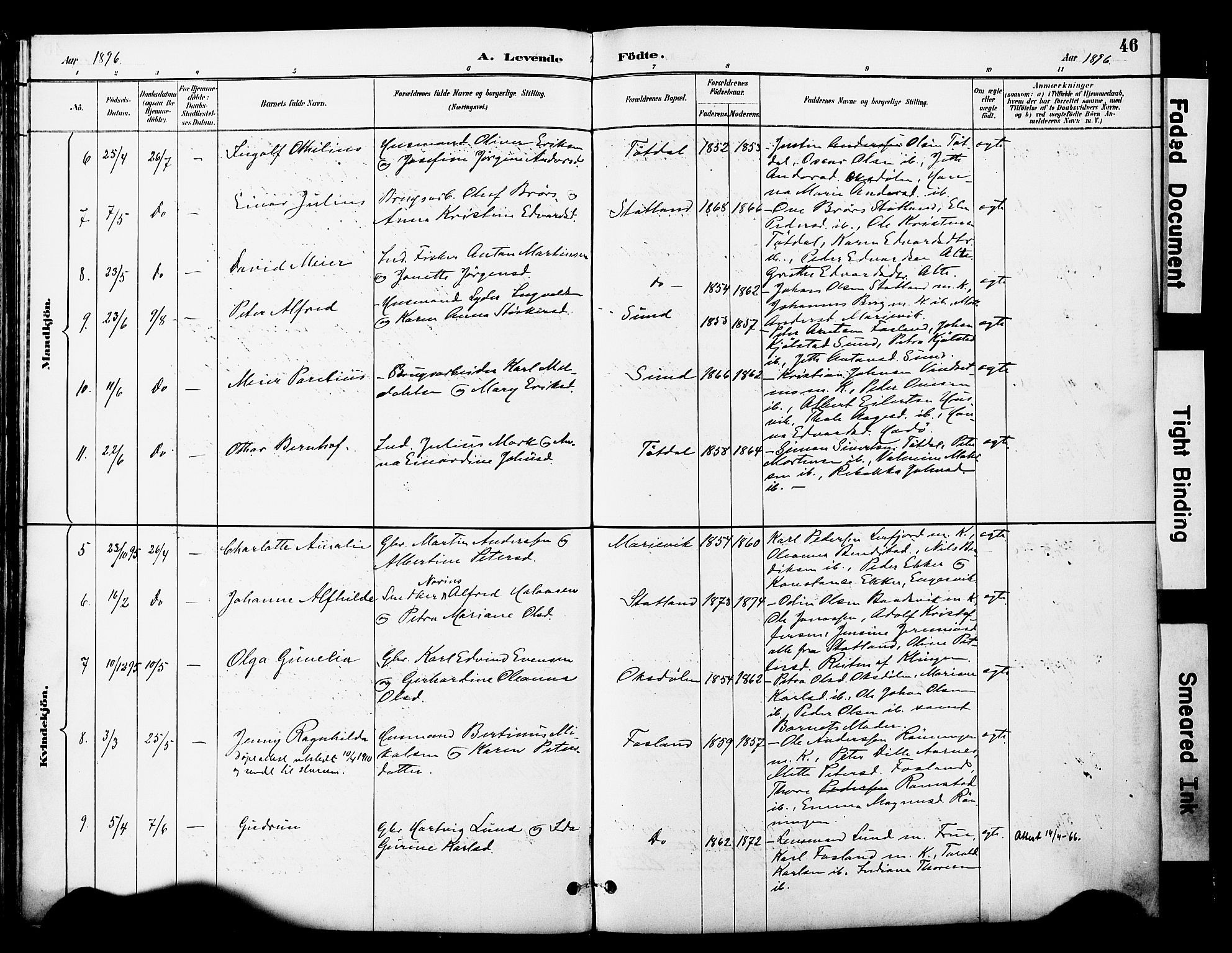 Ministerialprotokoller, klokkerbøker og fødselsregistre - Nord-Trøndelag, SAT/A-1458/774/L0628: Parish register (official) no. 774A02, 1887-1903, p. 46