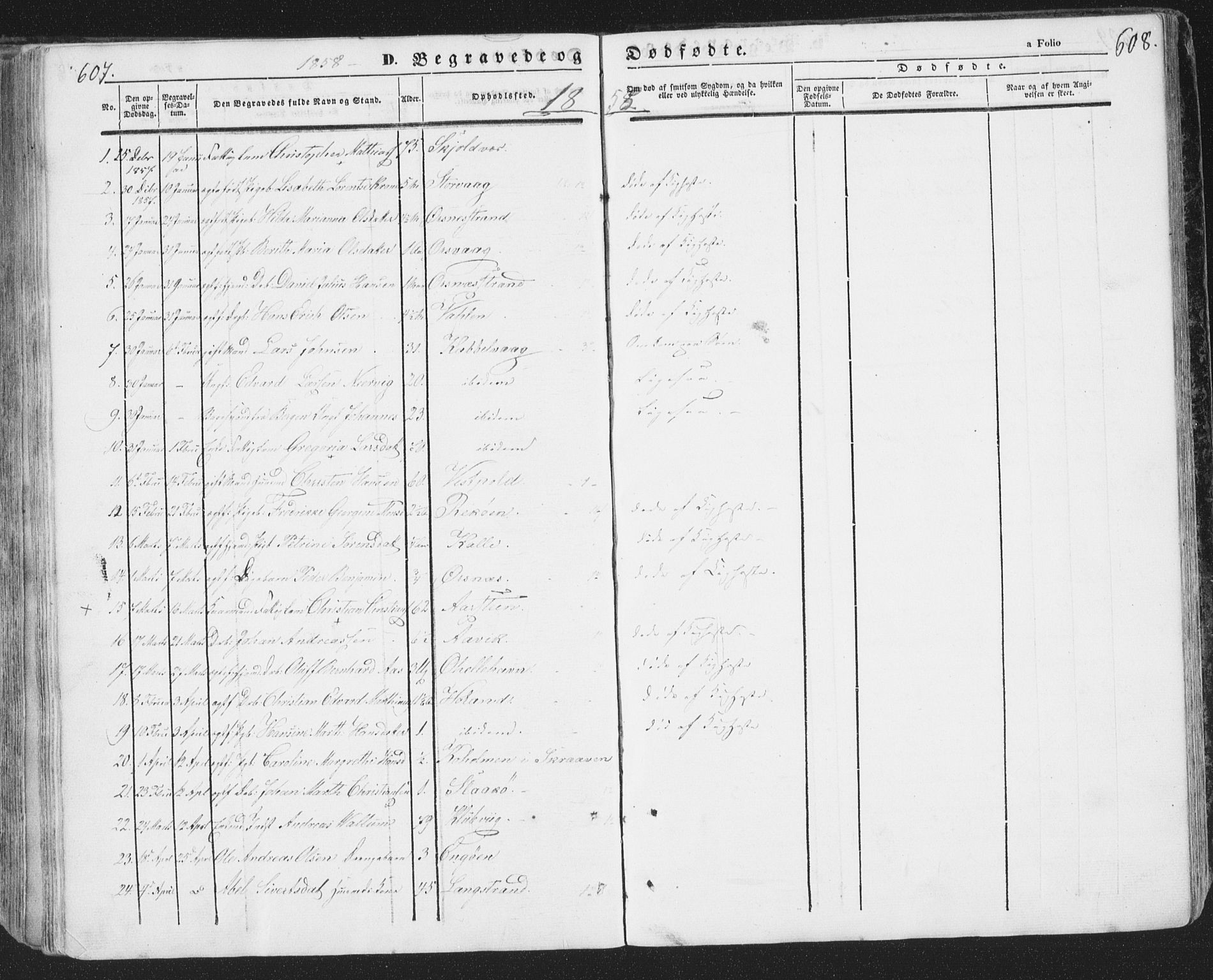 Ministerialprotokoller, klokkerbøker og fødselsregistre - Nordland, SAT/A-1459/874/L1072: Parish register (copy) no. 874C01, 1843-1859, p. 607-608