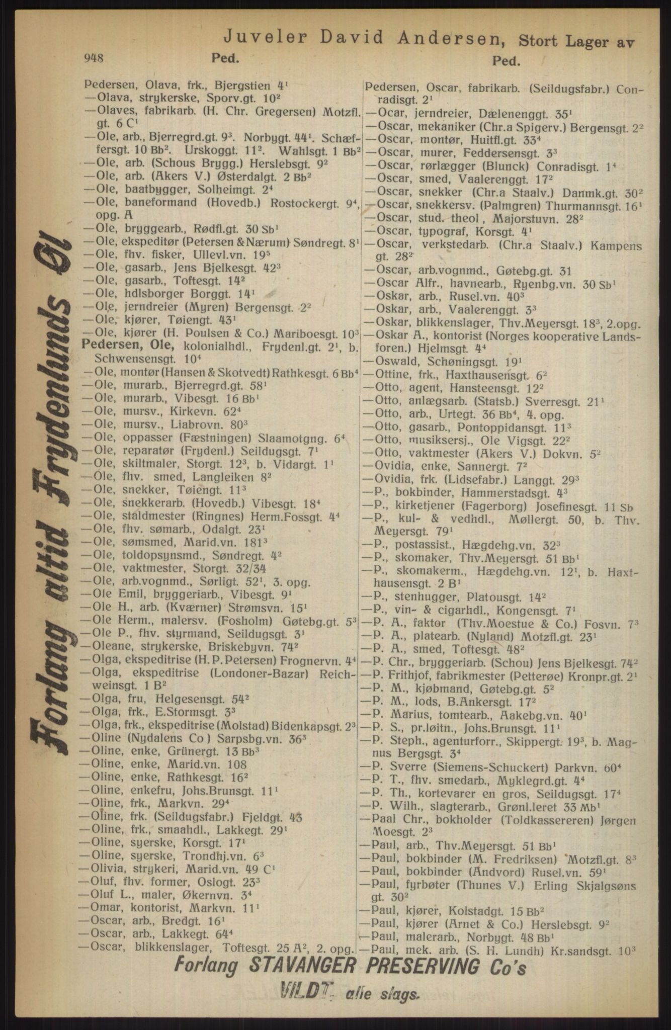 Kristiania/Oslo adressebok, PUBL/-, 1914, p. 948