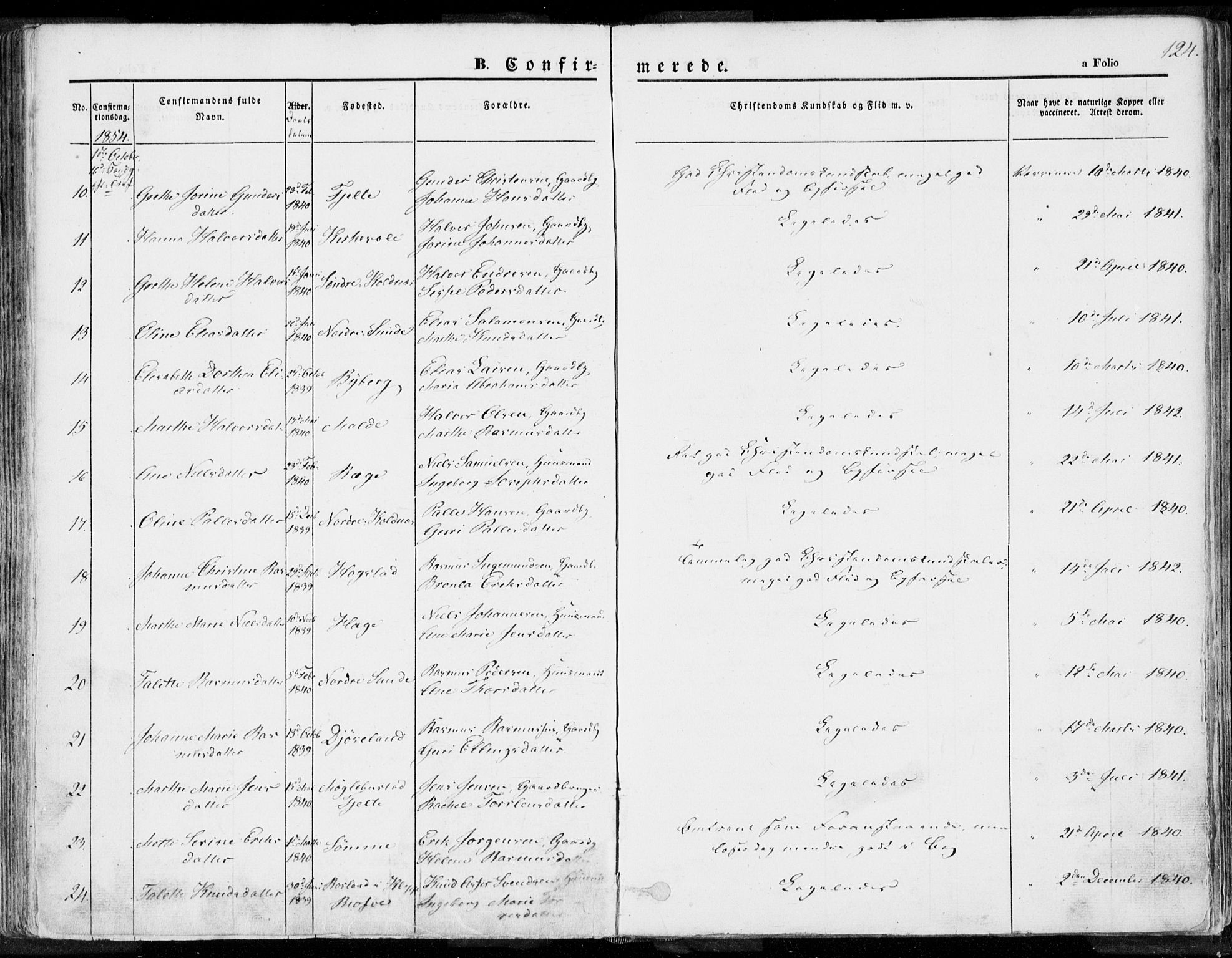 Håland sokneprestkontor, AV/SAST-A-101802/001/30BA/L0007: Parish register (official) no. A 7.1, 1854-1870, p. 124