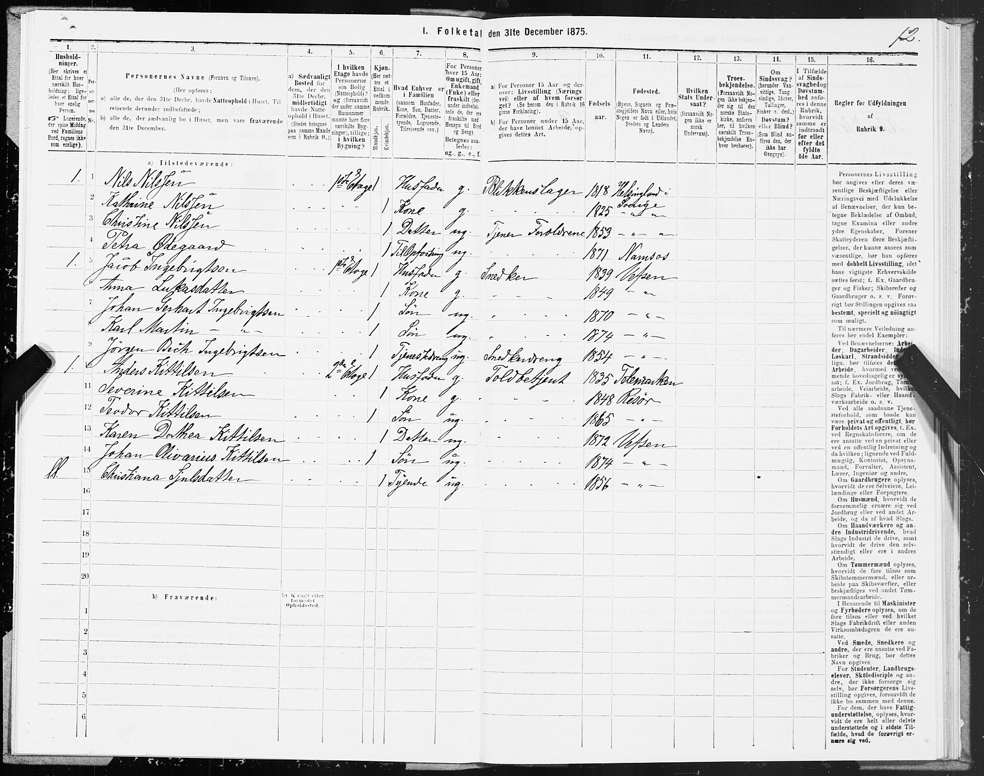 SAT, 1875 census for 1802B Vefsn/Mosjøen, 1875, p. 12