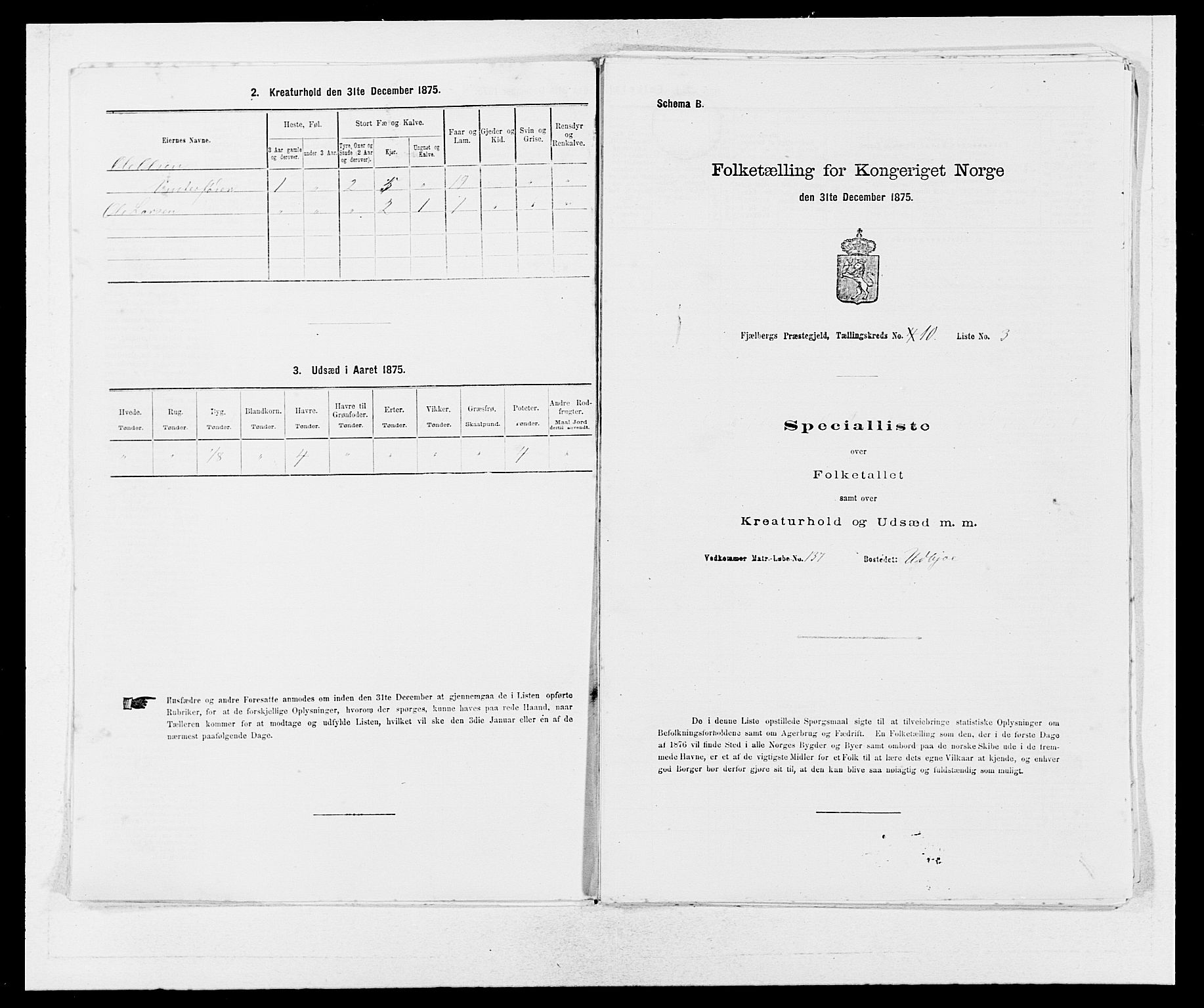 SAB, 1875 census for 1213P Fjelberg, 1875, p. 938