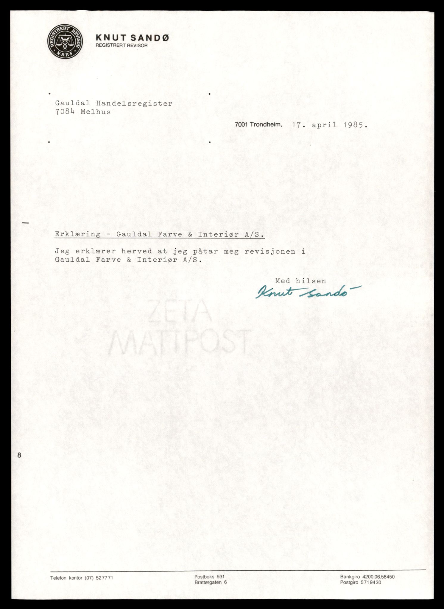 Gauldal sorenskriveri, AV/SAT-A-0014/2/J/Jd/Jde/L0008: Bilag, 1984, p. 15