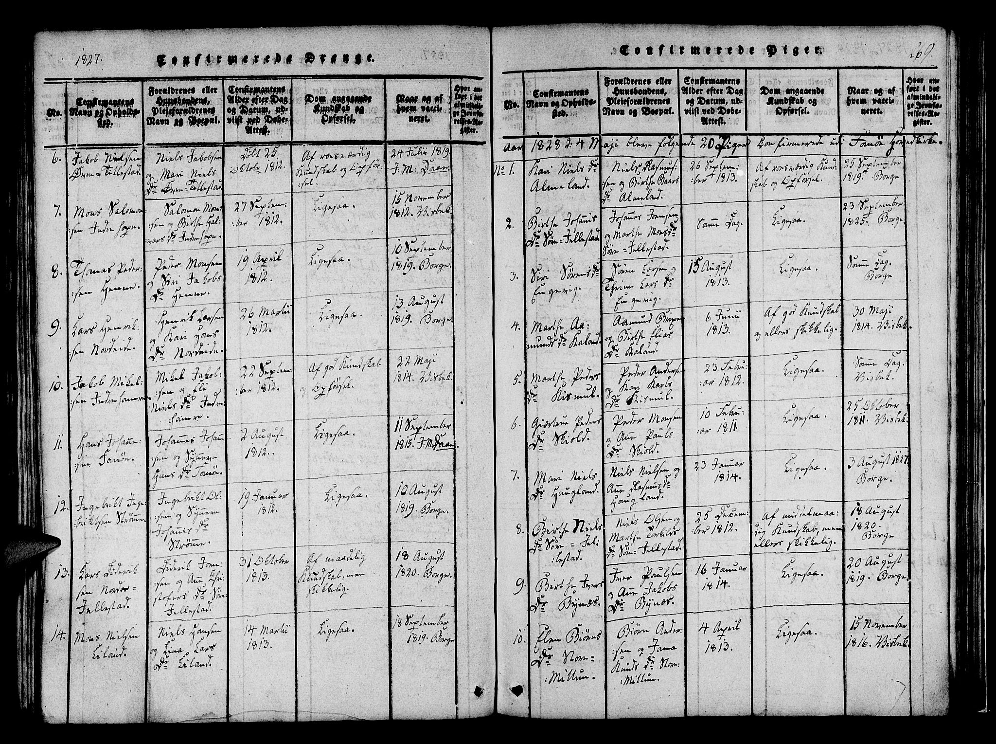Fana Sokneprestembete, SAB/A-75101/H/Haa/Haaa/L0007: Parish register (official) no. A 7, 1816-1828, p. 269