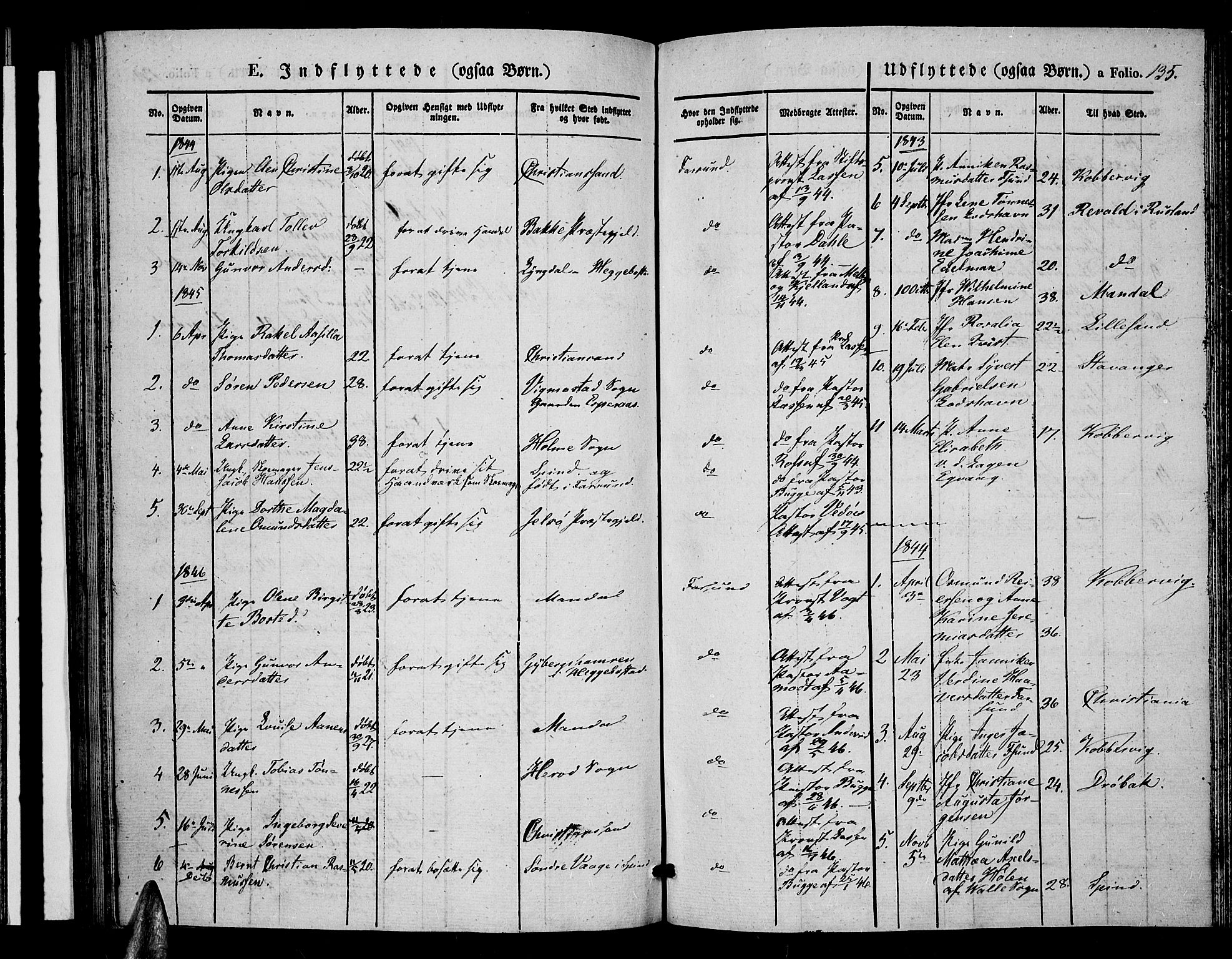 Farsund sokneprestkontor, AV/SAK-1111-0009/F/Fa/L0003: Parish register (official) no. A 3, 1836-1846, p. 135