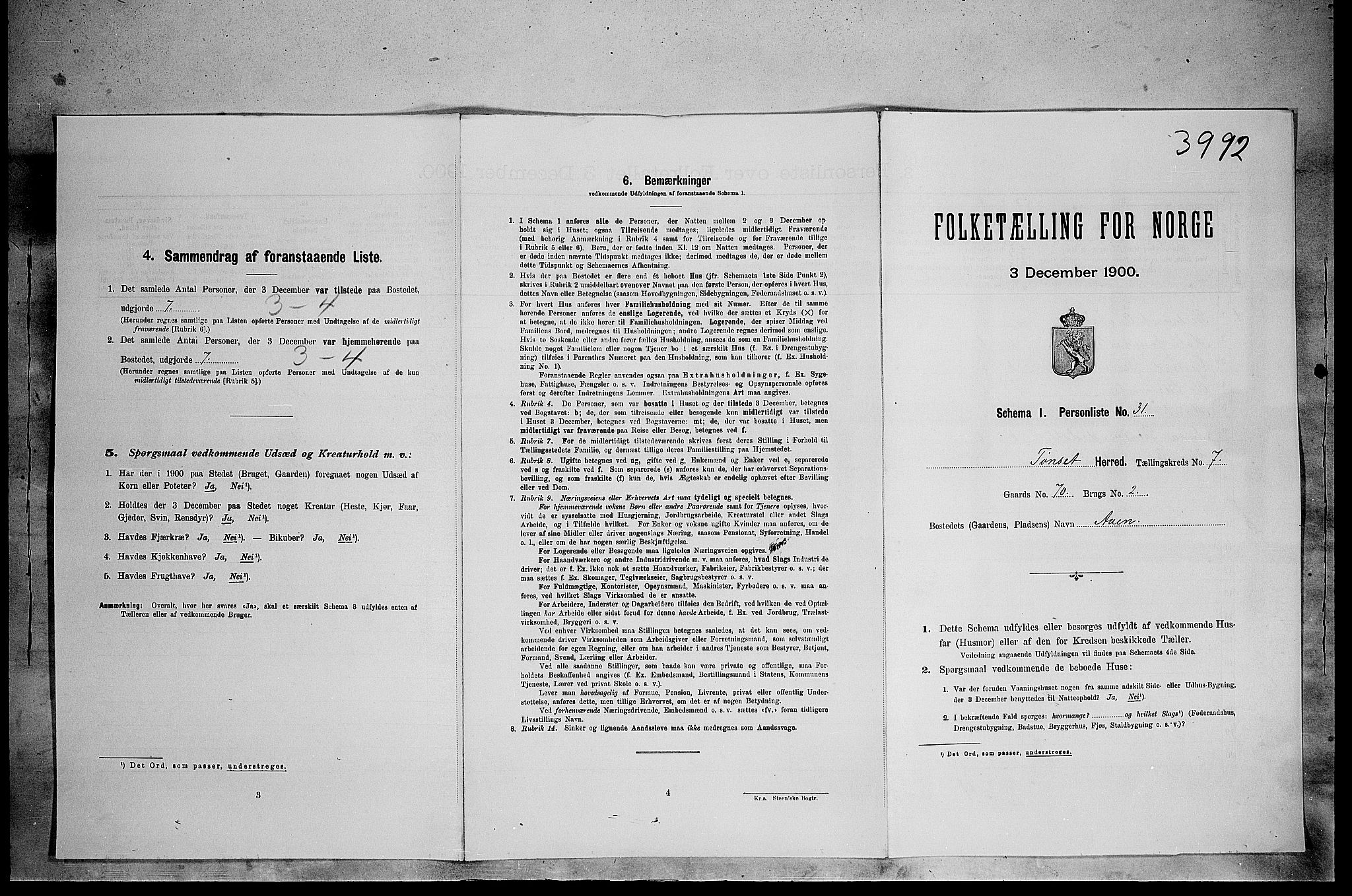 SAH, 1900 census for Tynset, 1900, p. 677