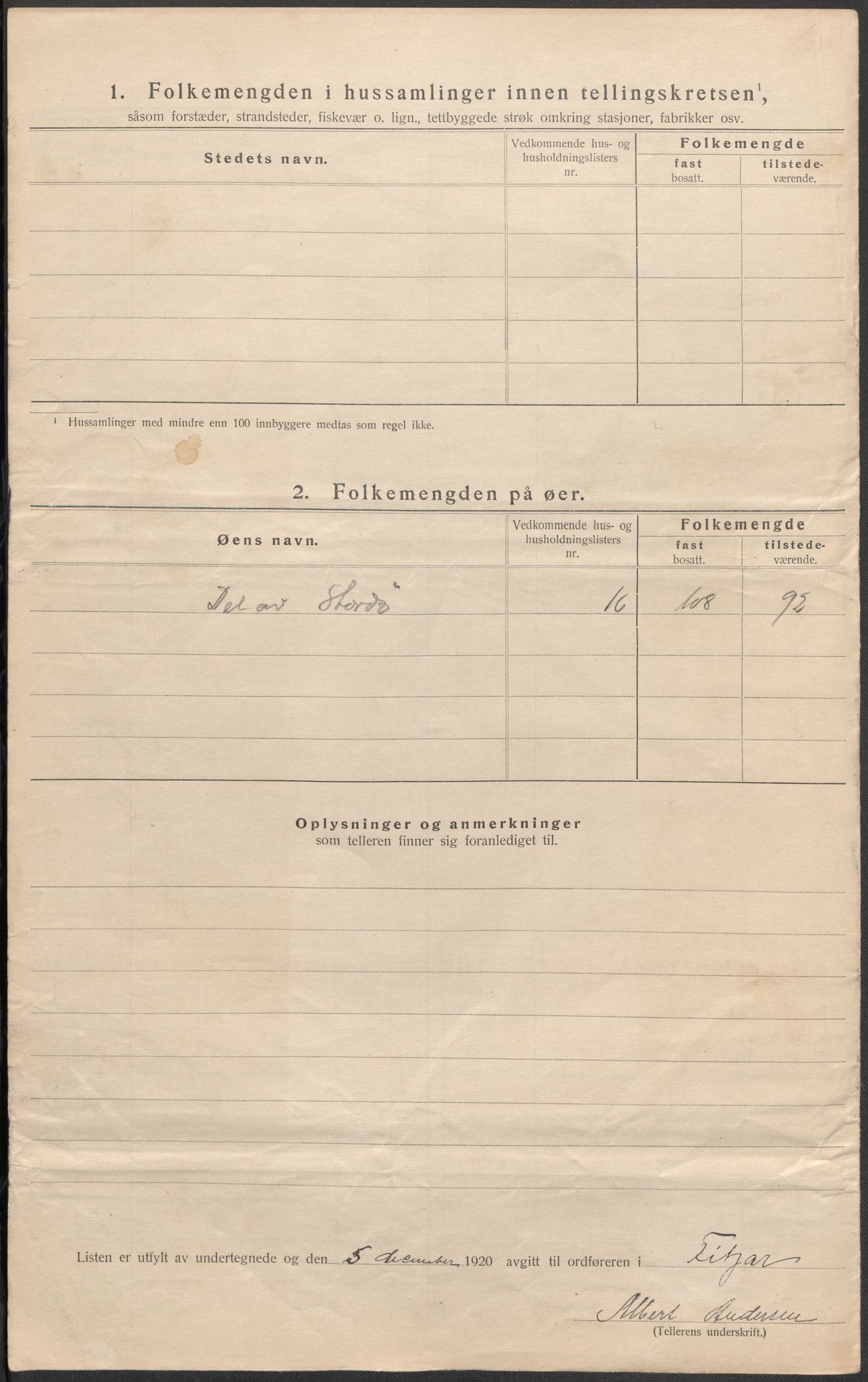 SAB, 1920 census for Fitjar, 1920, p. 34