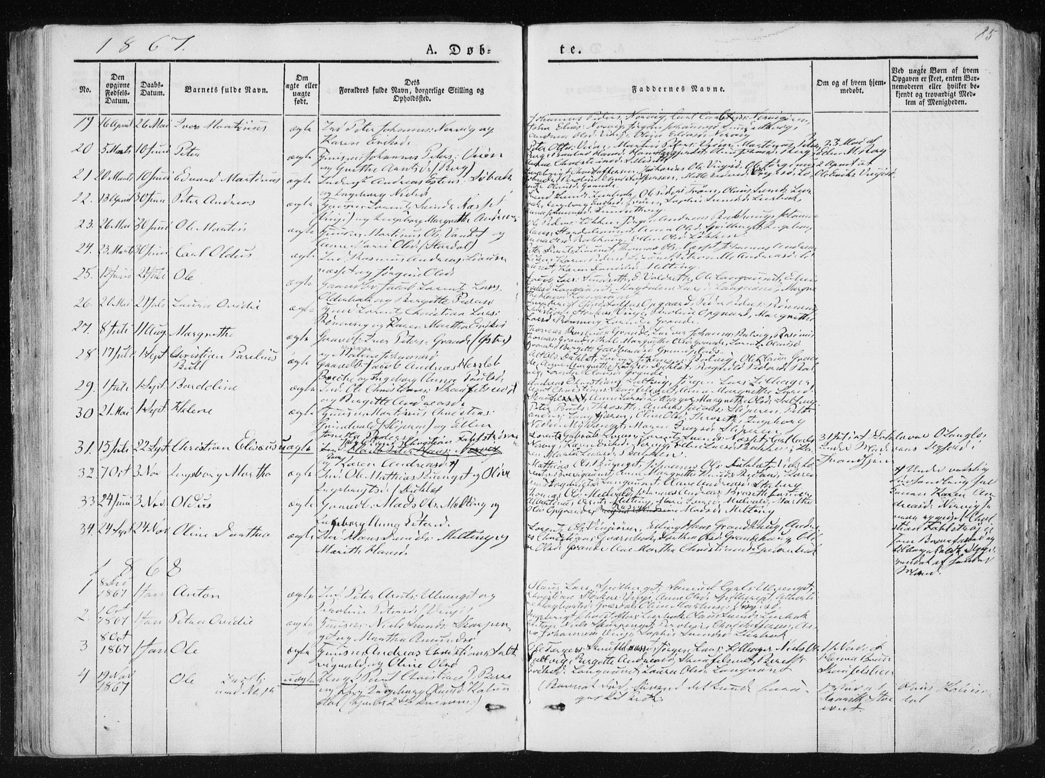 Ministerialprotokoller, klokkerbøker og fødselsregistre - Nord-Trøndelag, SAT/A-1458/733/L0323: Parish register (official) no. 733A02, 1843-1870, p. 85