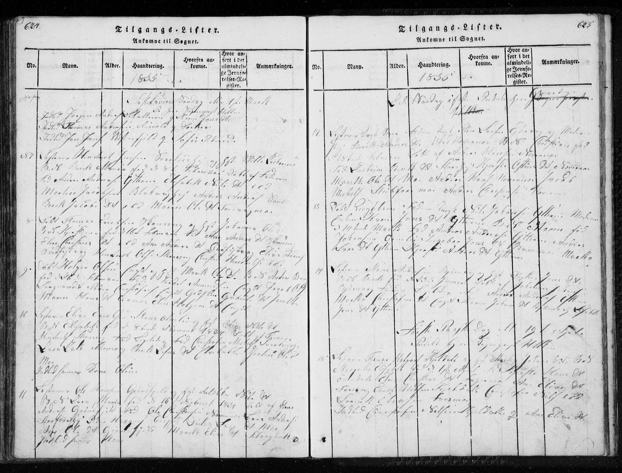 Ministerialprotokoller, klokkerbøker og fødselsregistre - Nordland, AV/SAT-A-1459/827/L0412: Parish register (copy) no. 827C01, 1820-1841, p. 624-625