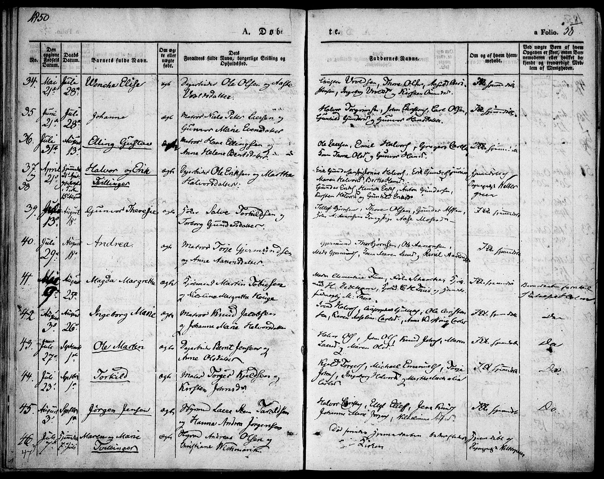 Risør sokneprestkontor, SAK/1111-0035/F/Fa/L0003: Parish register (official) no. A 3, 1838-1864, p. 58