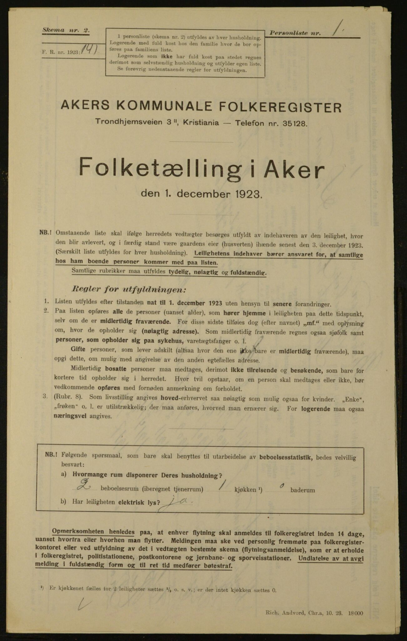 , Municipal Census 1923 for Aker, 1923, p. 804