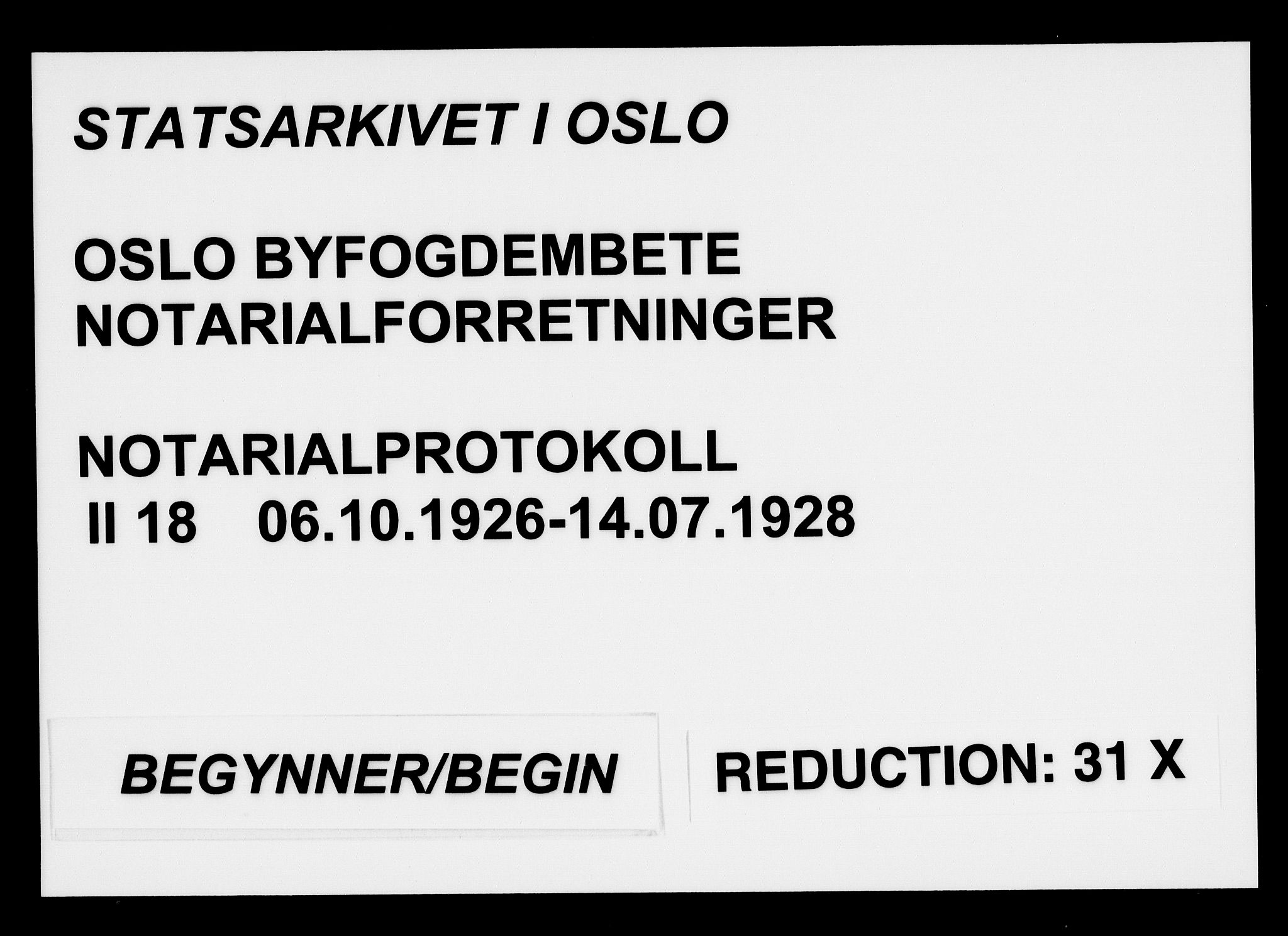 Oslo byfogd avd. I, SAO/A-10220/L/Lb/Lbb/L0018: Notarialprotokoll, rekke II: Vigsler, 1926-1928