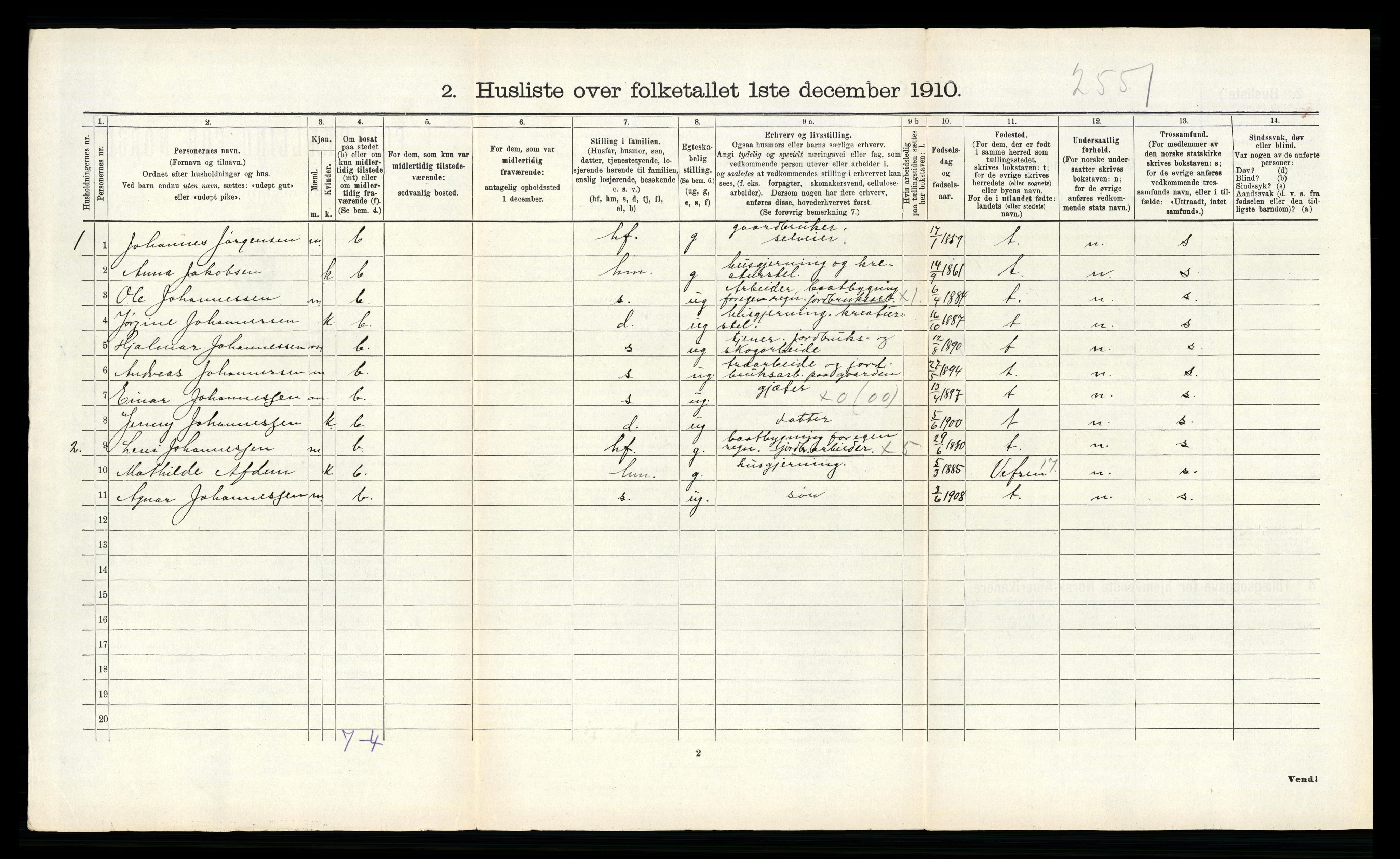 RA, 1910 census for Hemnes, 1910, p. 989