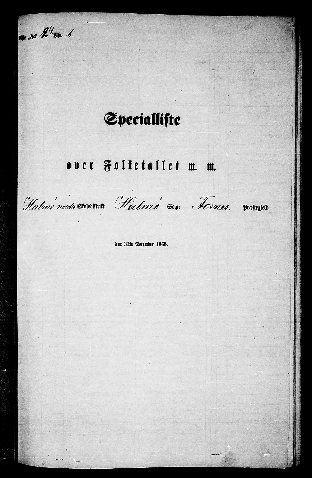 RA, 1865 census for Fosnes, 1865, p. 74