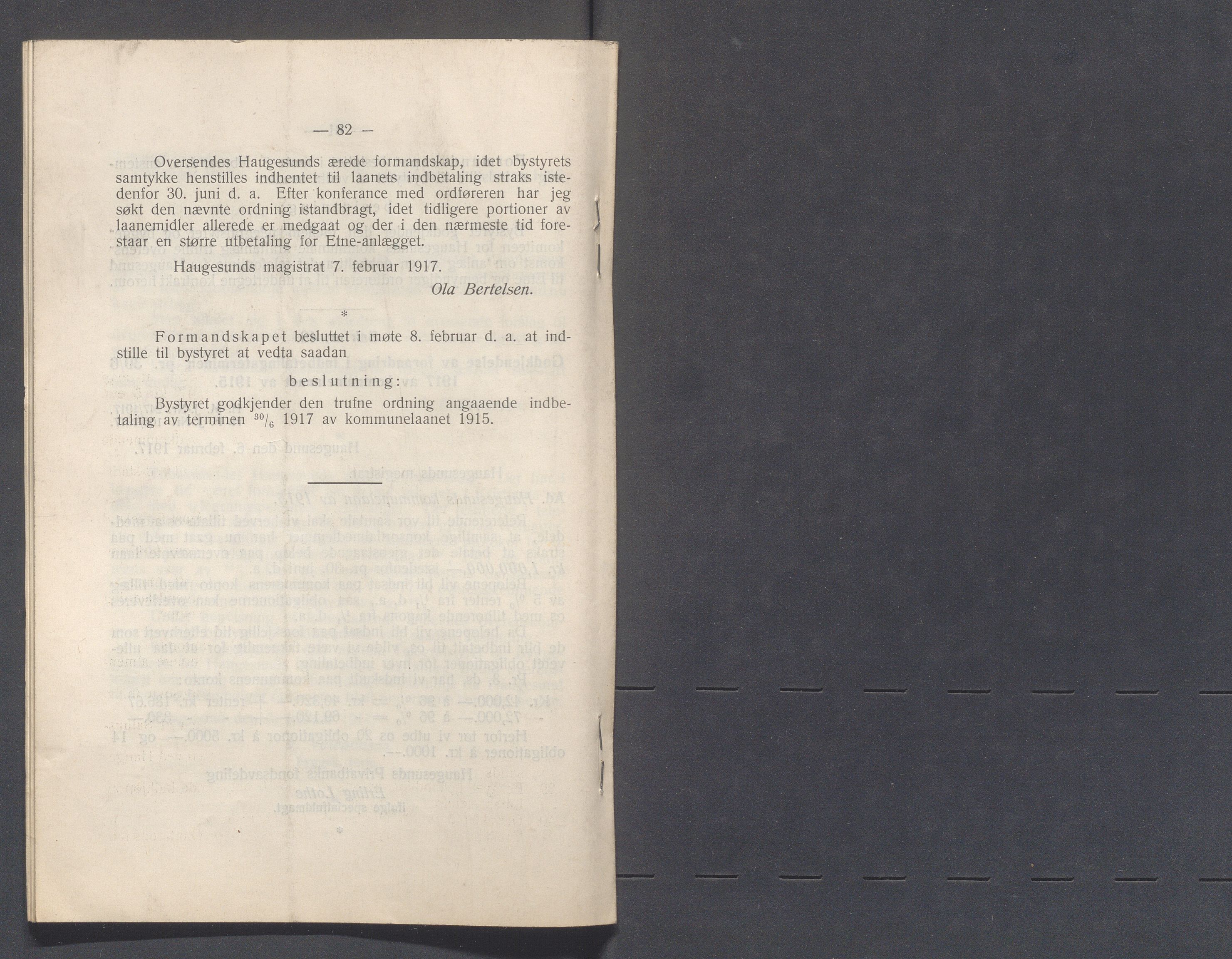 Haugesund kommune - Formannskapet og Bystyret, IKAR/A-740/A/Abb/L0002: Bystyreforhandlinger, 1908-1917, p. 609