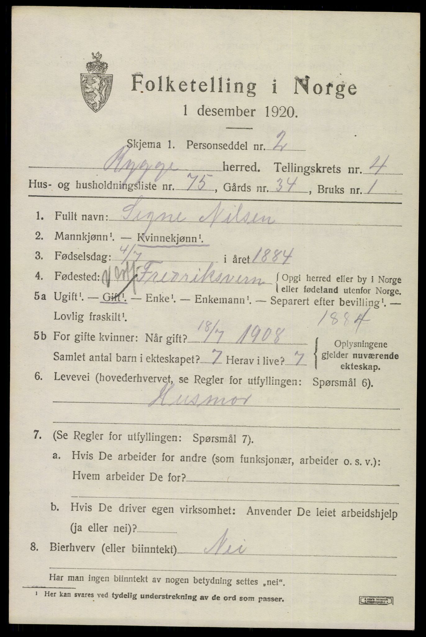 SAO, 1920 census for Rygge, 1920, p. 9373