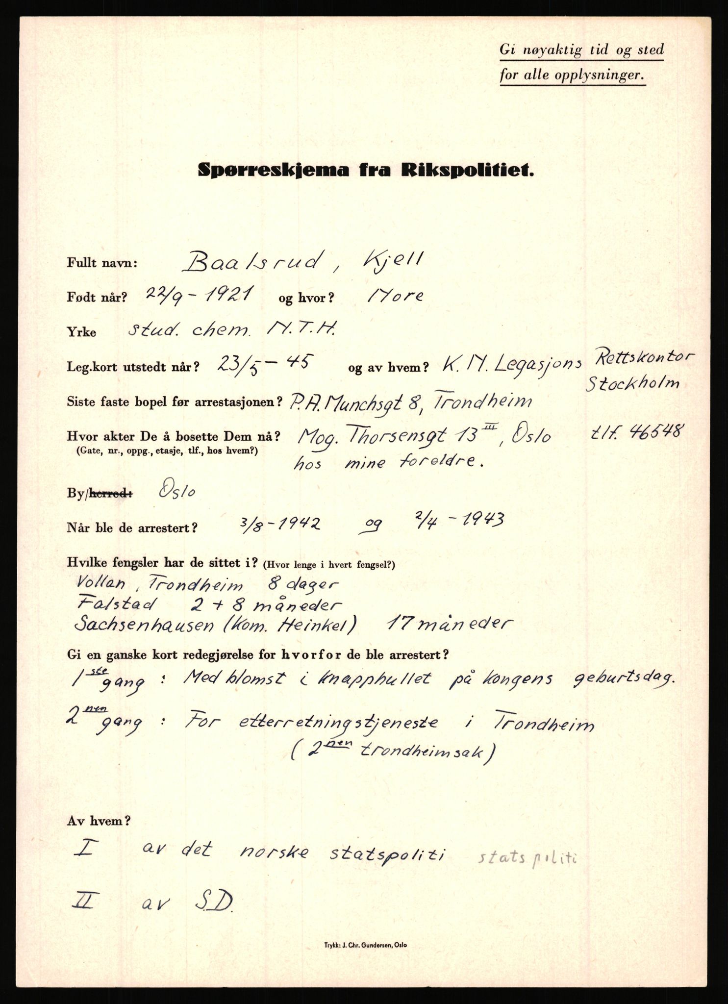 Rikspolitisjefen, AV/RA-S-1560/L/L0003: Bua, Bjarne - Erdal, Ingolf, 1940-1945, p. 181