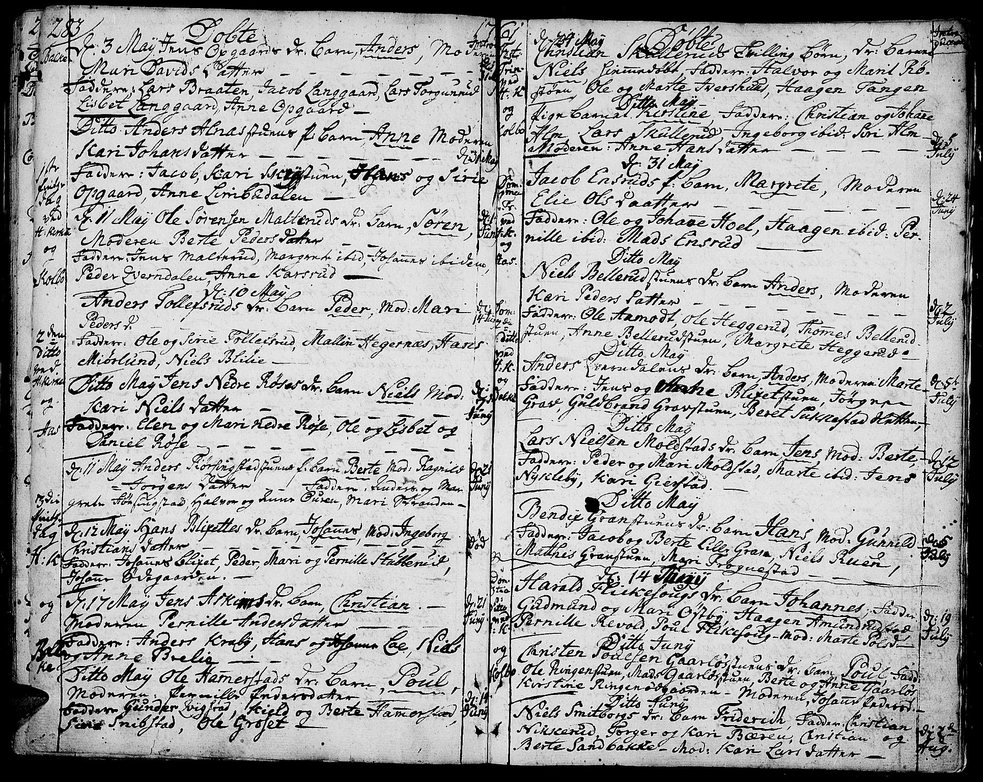 Toten prestekontor, AV/SAH-PREST-102/H/Ha/Haa/L0004: Parish register (official) no. 4, 1751-1761, p. 283