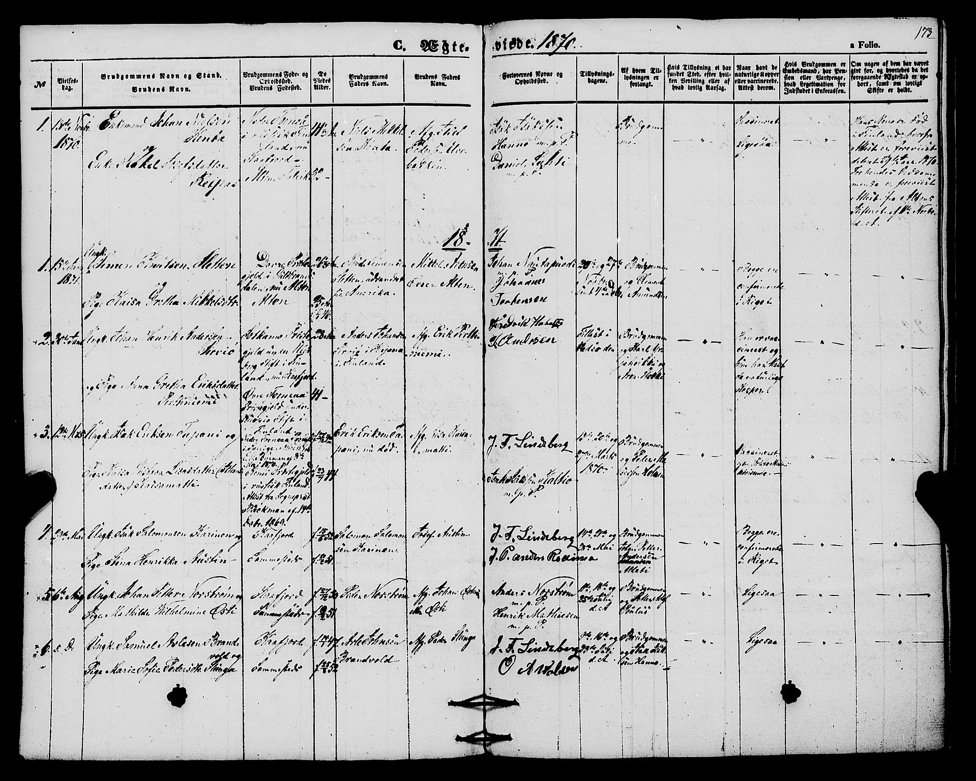 Alta sokneprestkontor, AV/SATØ-S-1338/H/Ha/L0004.kirke: Parish register (official) no. 4, 1858-1880, p. 173
