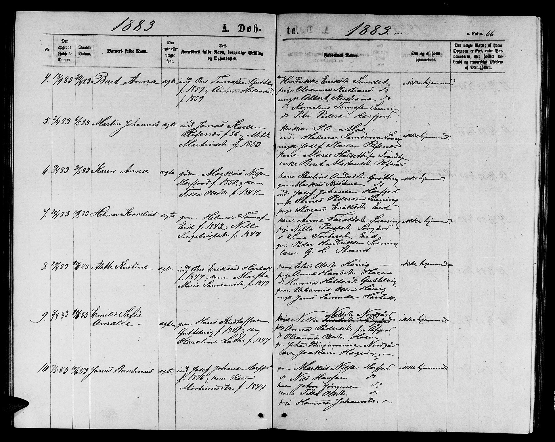 Ministerialprotokoller, klokkerbøker og fødselsregistre - Sør-Trøndelag, SAT/A-1456/656/L0695: Parish register (copy) no. 656C01, 1867-1889, p. 66