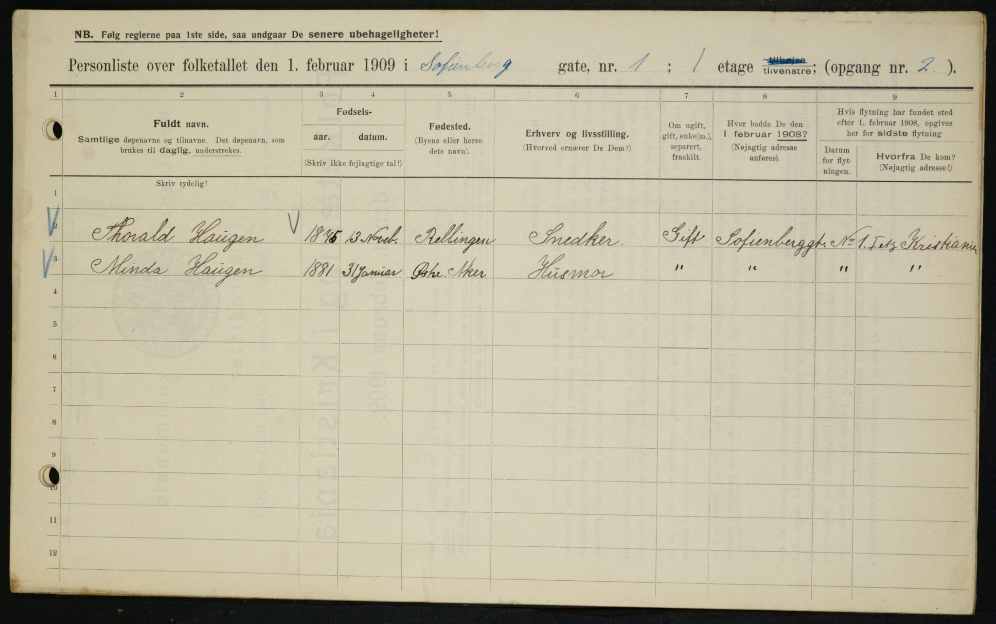 OBA, Municipal Census 1909 for Kristiania, 1909, p. 88963