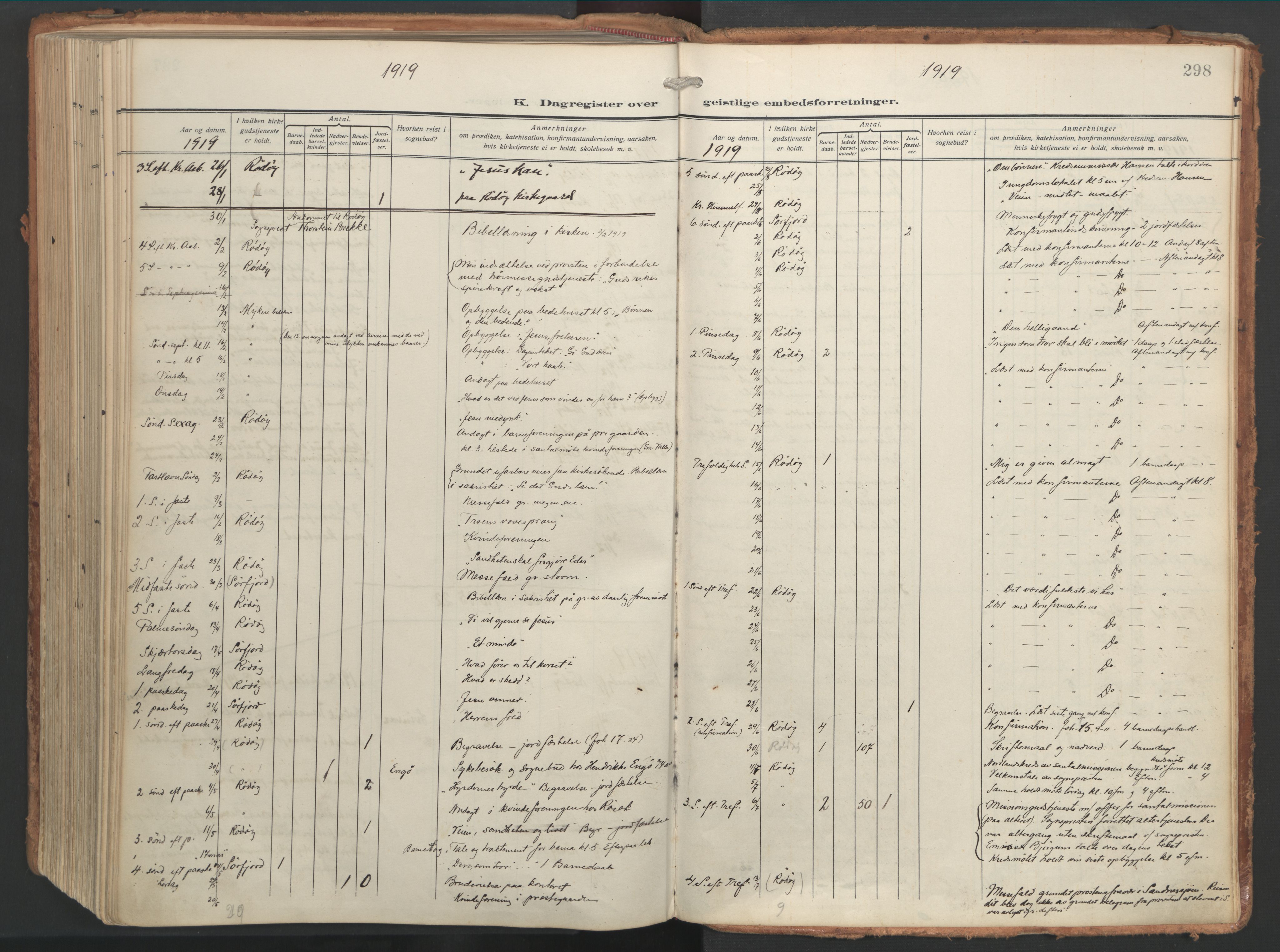 Ministerialprotokoller, klokkerbøker og fødselsregistre - Nordland, AV/SAT-A-1459/841/L0614: Parish register (official) no. 841A17, 1911-1925, p. 298