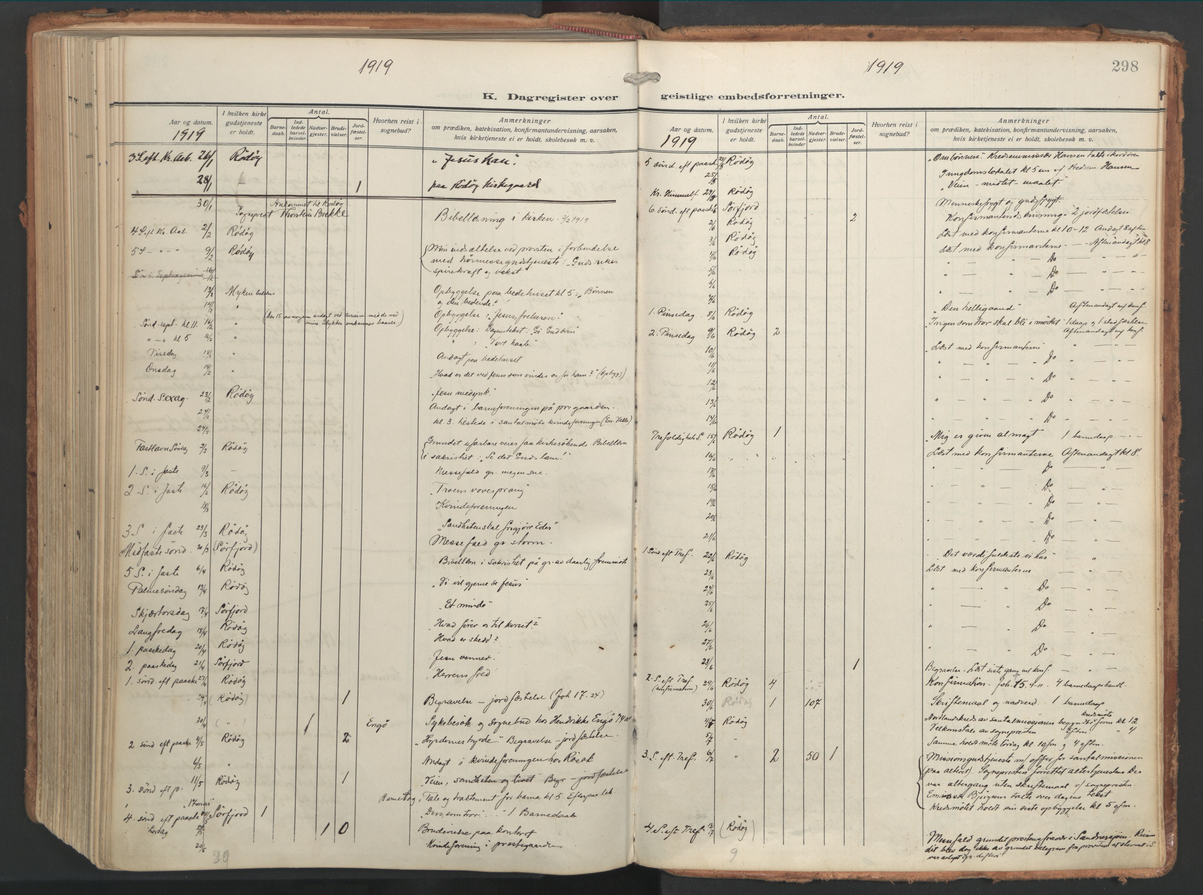 Ministerialprotokoller, klokkerbøker og fødselsregistre - Nordland, SAT/A-1459/841/L0614: Parish register (official) no. 841A17, 1911-1925, p. 298