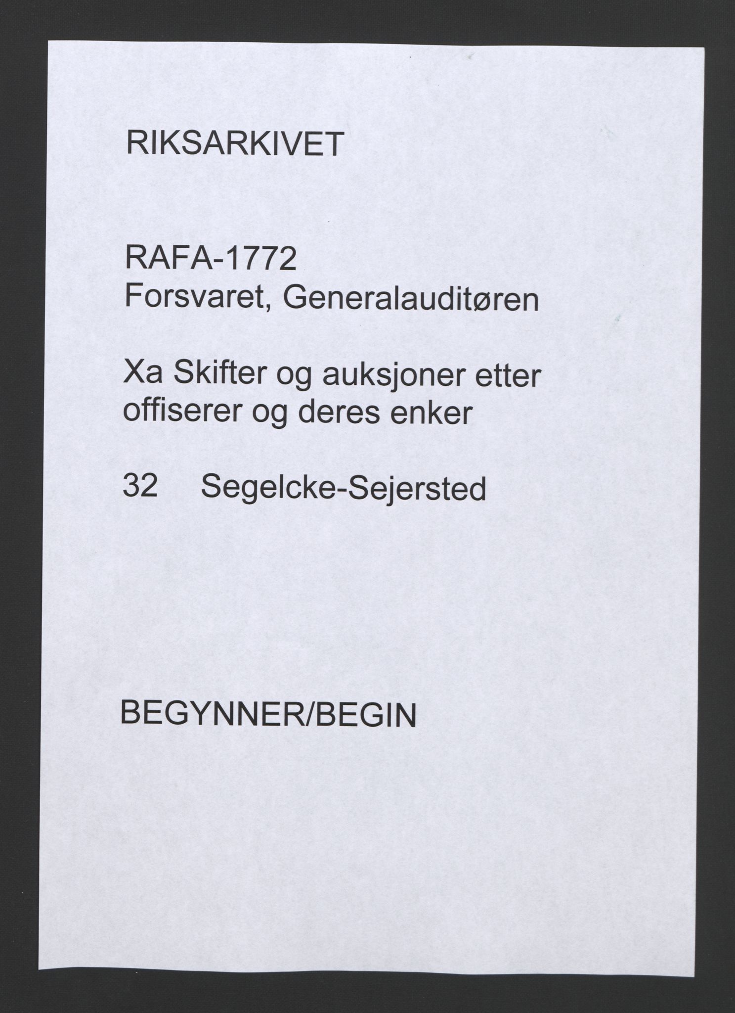 Forsvaret, Generalauditøren, AV/RA-RAFA-1772/F/Fj/Fja/L0032: --, 1750-1823, p. 1