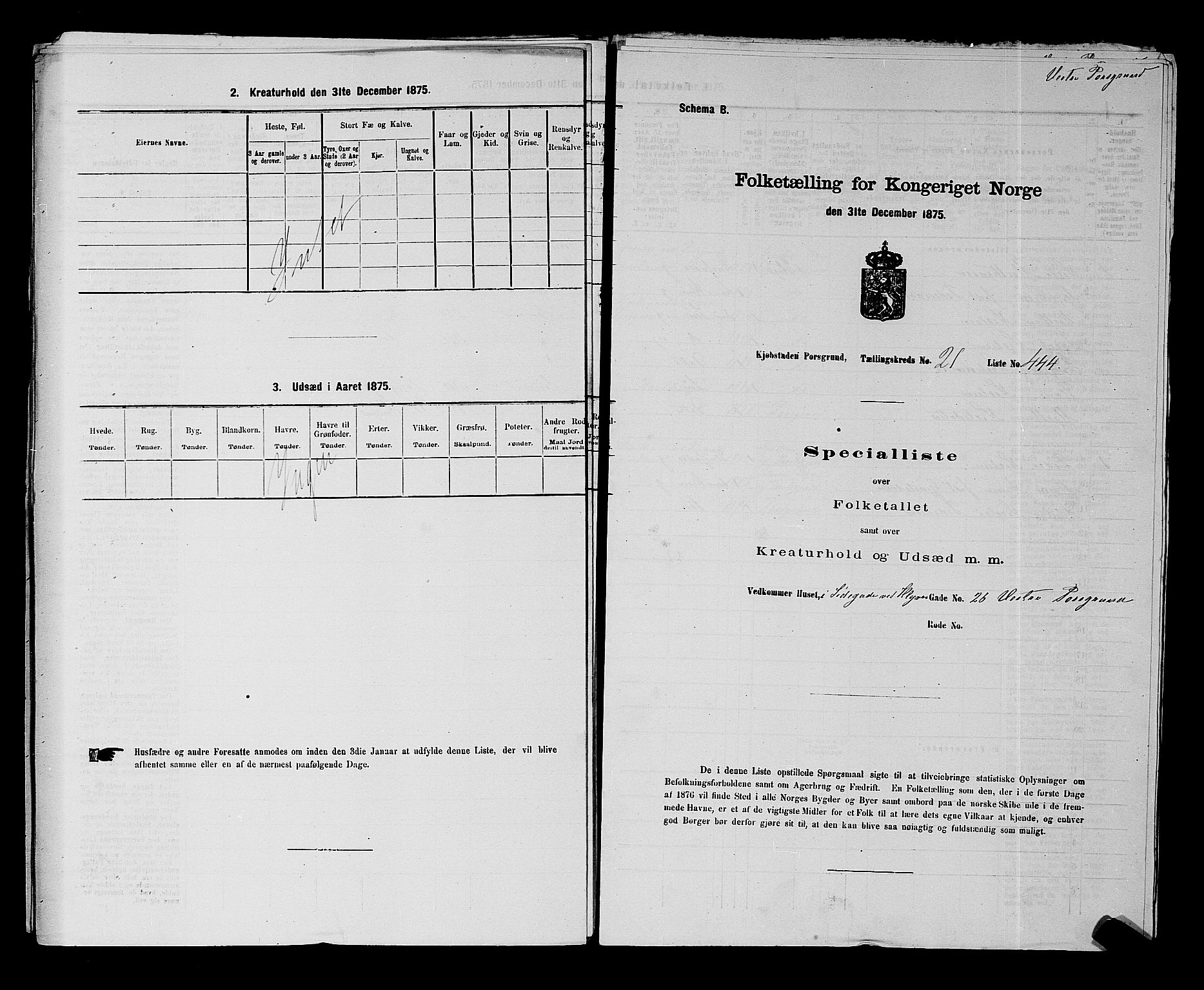 SAKO, 1875 census for 0805P Porsgrunn, 1875, p. 995