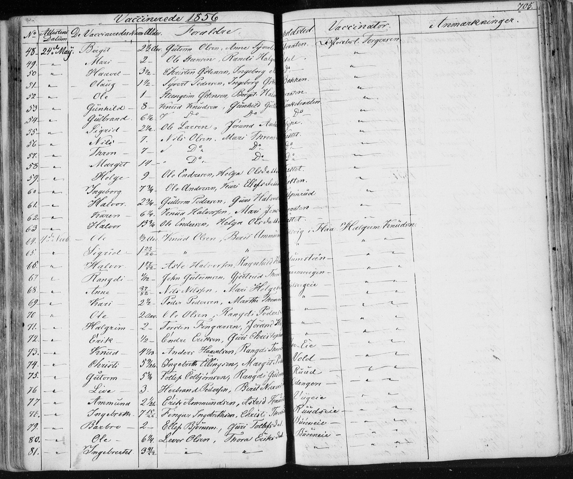 Nes kirkebøker, SAKO/A-236/F/Fa/L0009: Parish register (official) no. 9, 1834-1863, p. 705