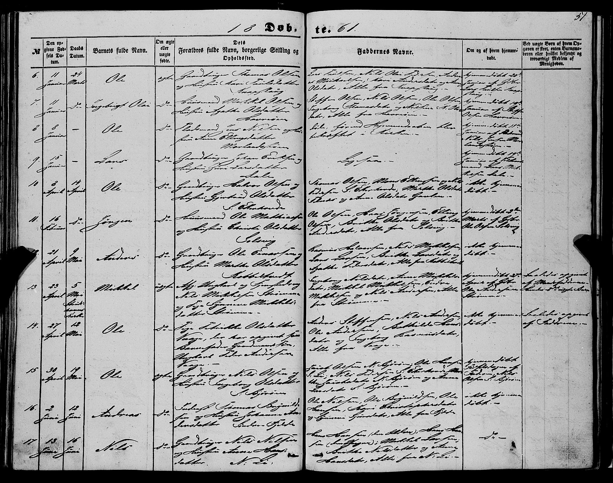Fjell sokneprestembete, SAB/A-75301/H/Haa: Parish register (official) no. A 2, 1847-1864, p. 51