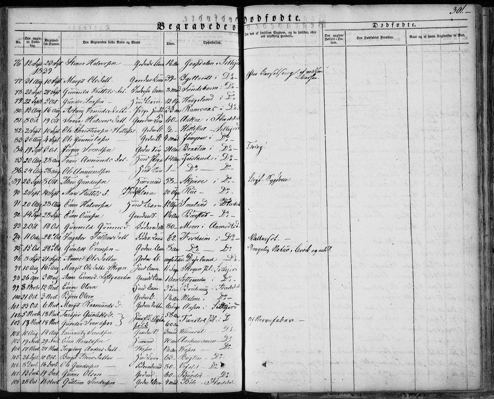 Seljord kirkebøker, SAKO/A-20/F/Fa/L0011: Parish register (official) no. I 11, 1831-1849, p. 301