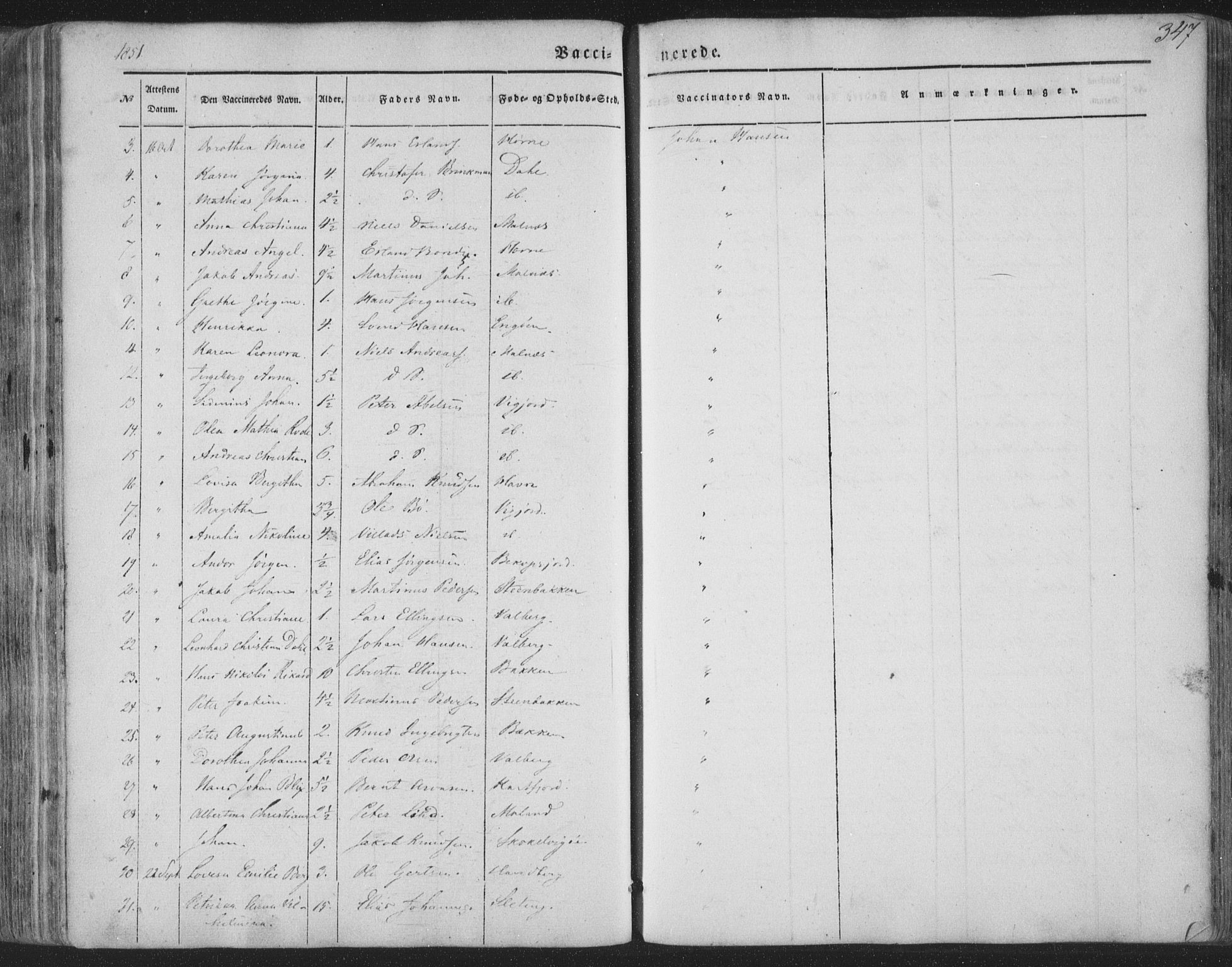 Ministerialprotokoller, klokkerbøker og fødselsregistre - Nordland, AV/SAT-A-1459/880/L1131: Parish register (official) no. 880A05, 1844-1868, p. 347