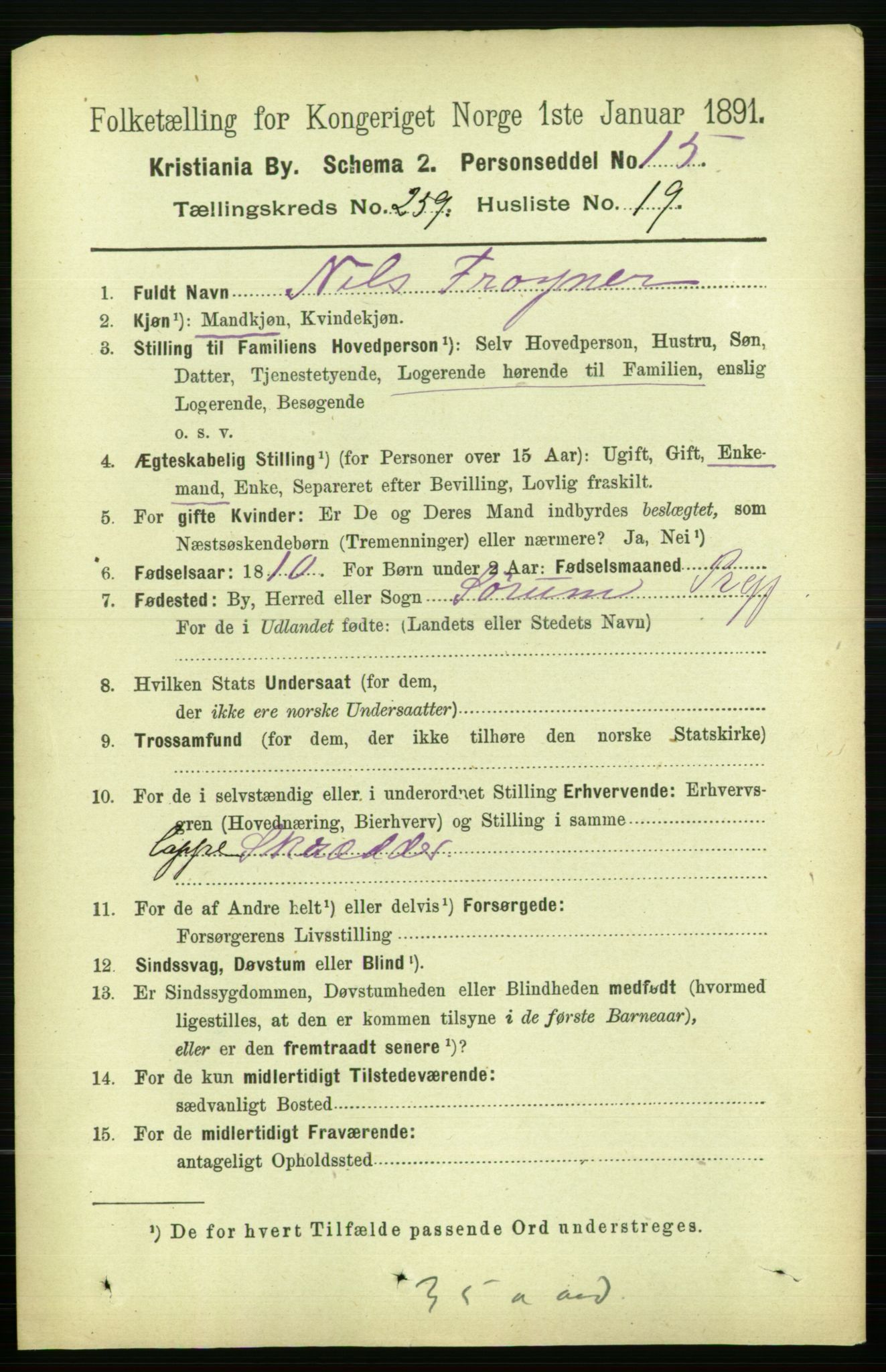 RA, 1891 census for 0301 Kristiania, 1891, p. 157689