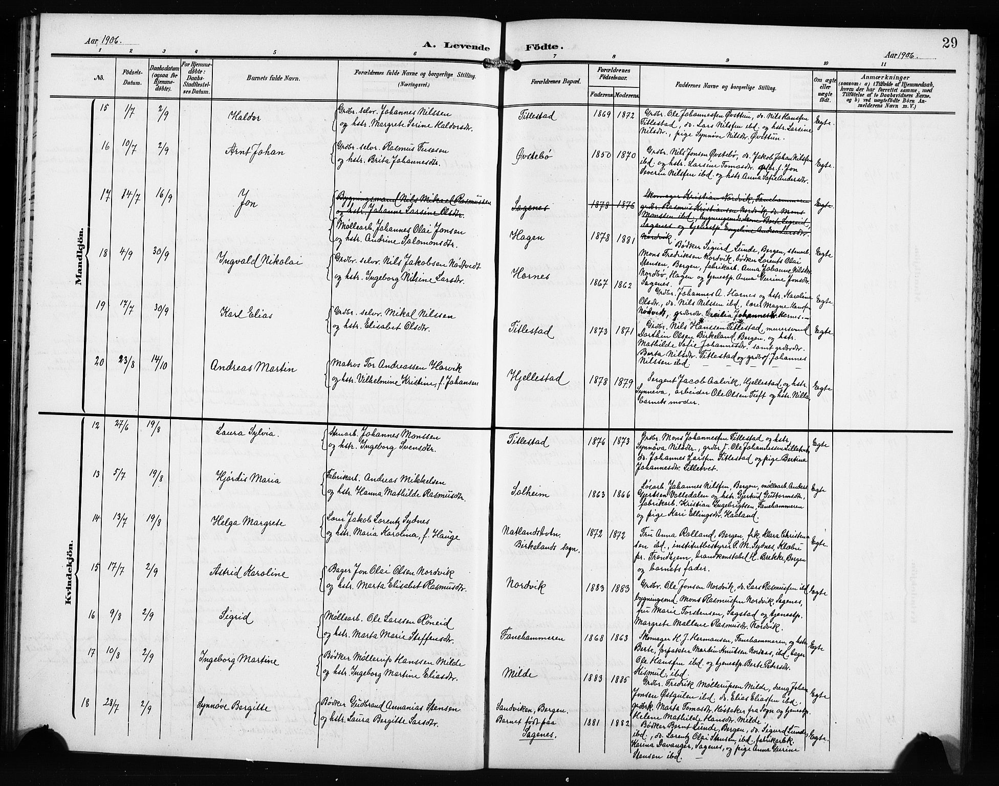 Fana Sokneprestembete, AV/SAB-A-75101/H/Hab/Haba/L0004: Parish register (copy) no. A 4, 1902-1912, p. 29