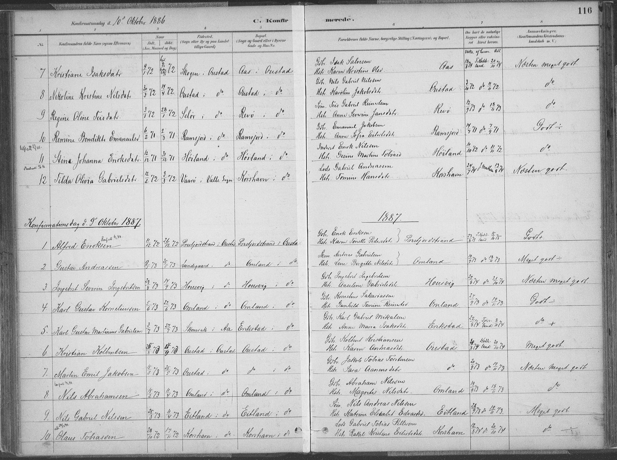 Lyngdal sokneprestkontor, SAK/1111-0029/F/Fa/Faa/L0004: Parish register (official) no. A 4, 1883-1904, p. 116