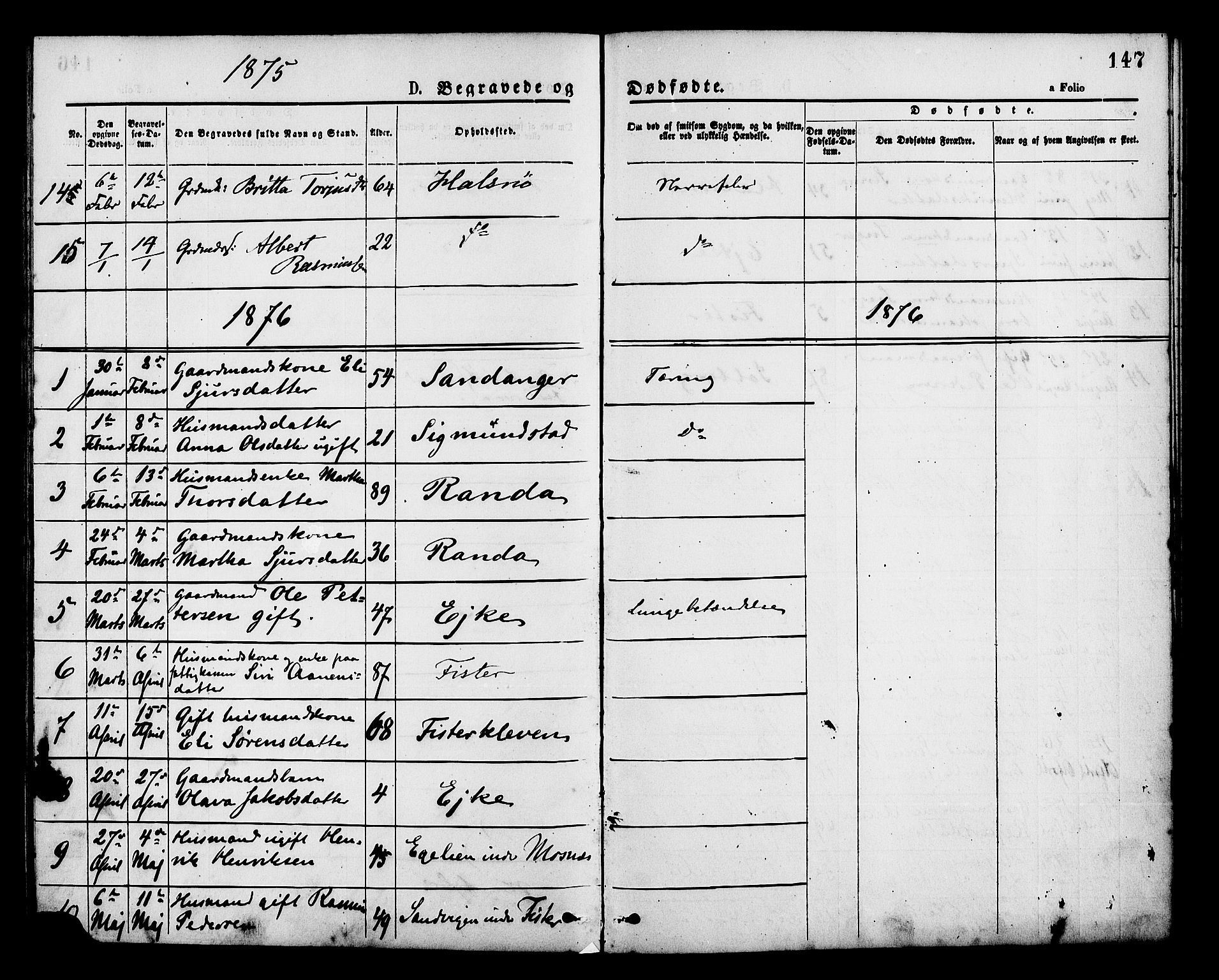 Hjelmeland sokneprestkontor, AV/SAST-A-101843/01/IV/L0013: Parish register (official) no. A 13, 1872-1886, p. 147